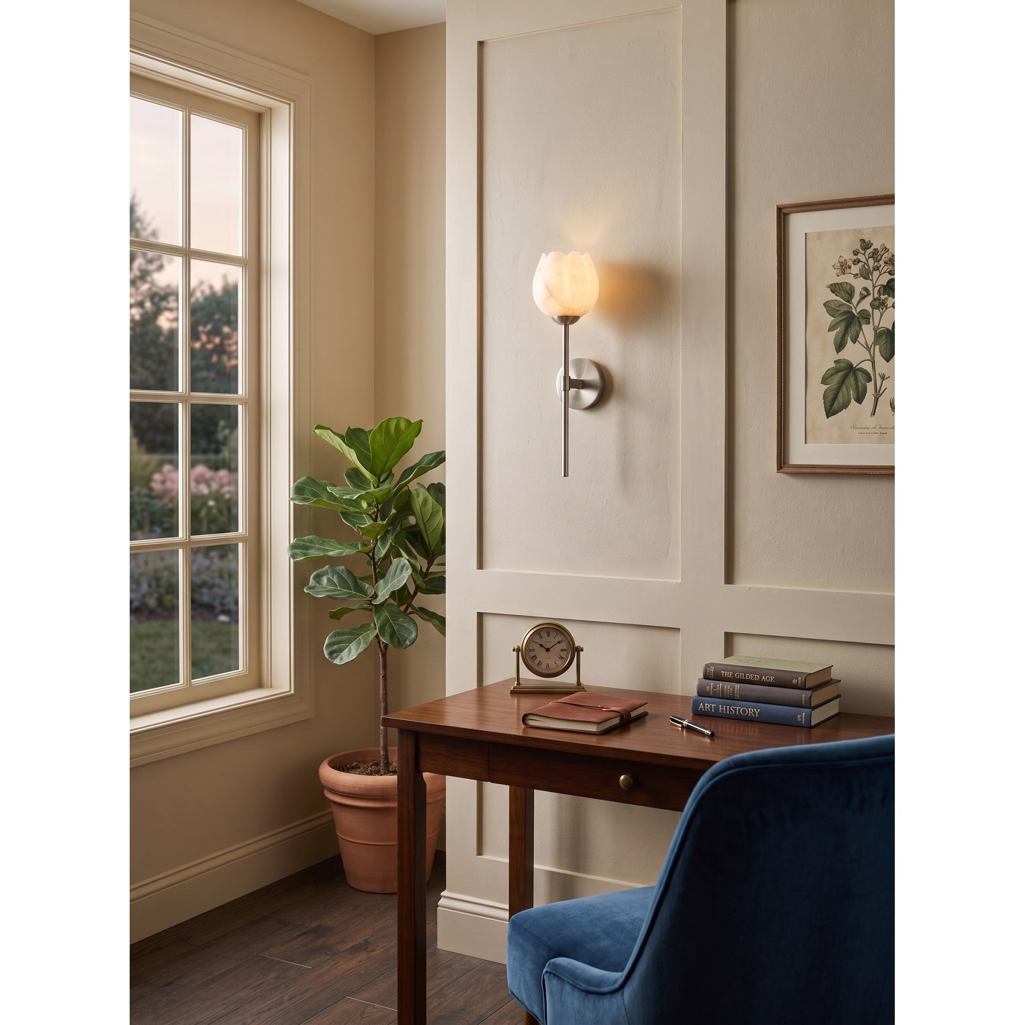 Alberto Lotus Alabaster Wall Sconce