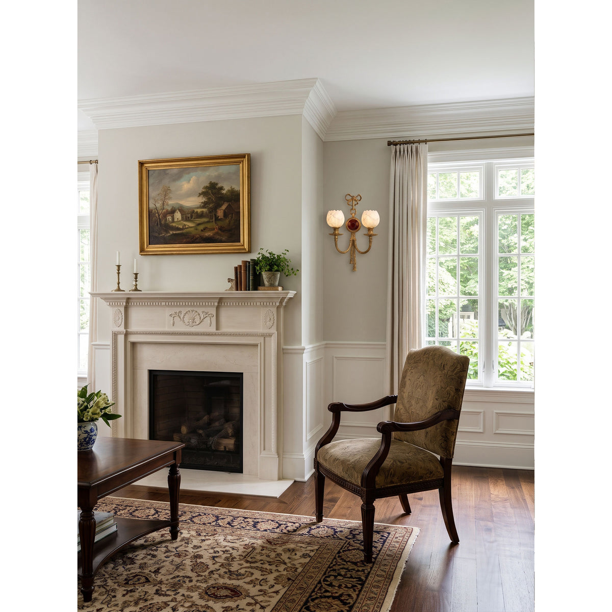 Antoinette Bow & Tassel Alabaster Wall Sconce