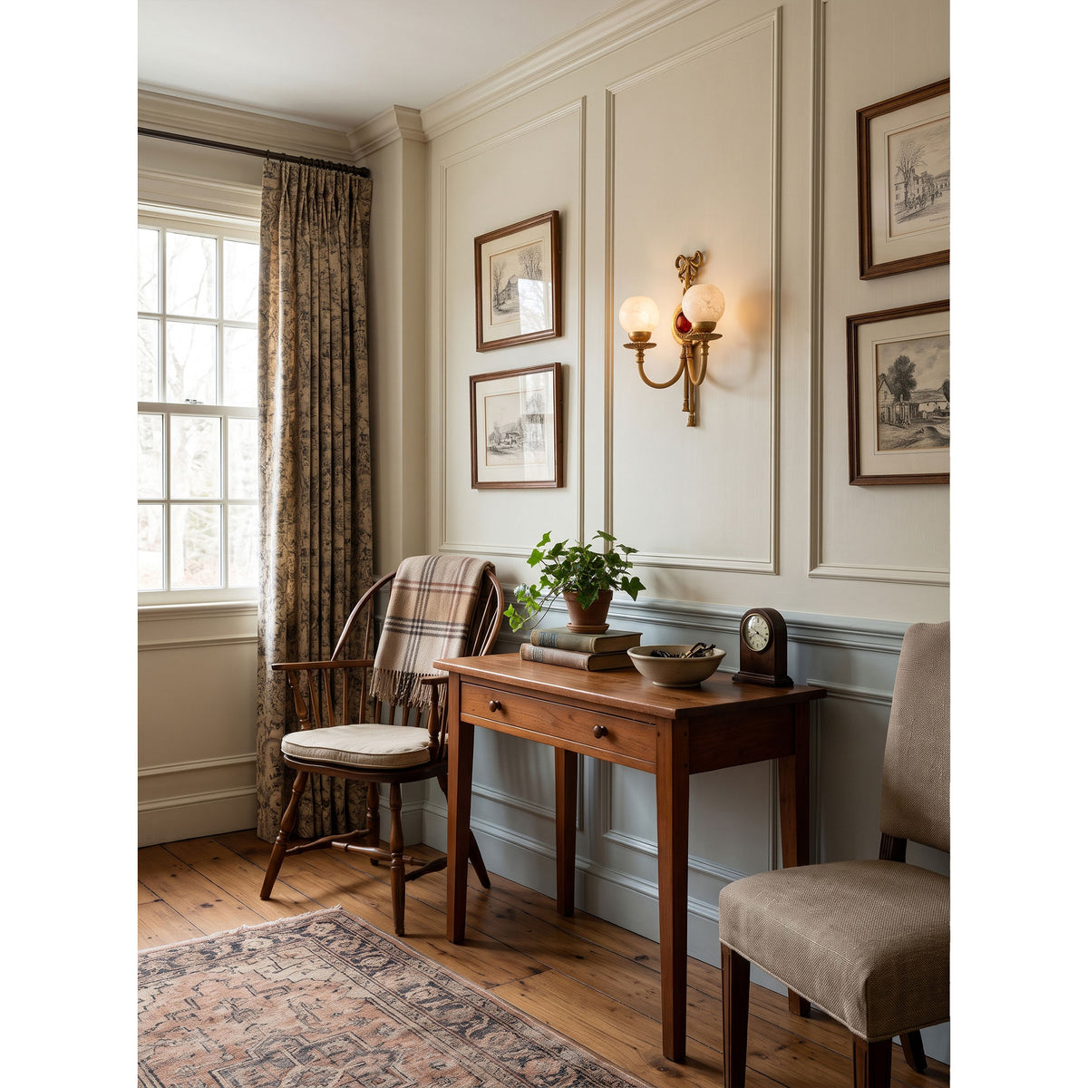 Antoinette Bow & Tassel Alabaster Wall Sconce