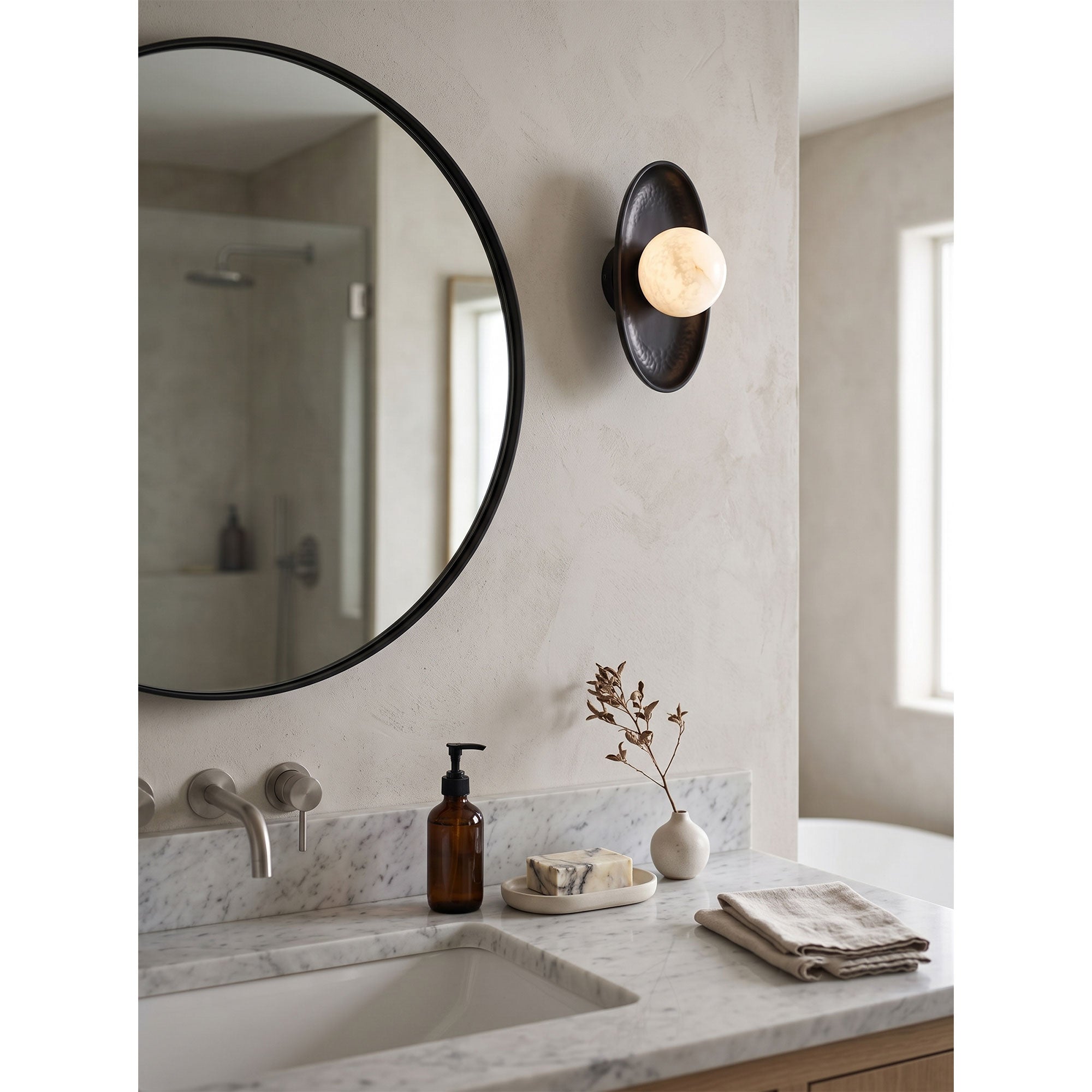 Aosta Disc Alabaster Wall Sconce