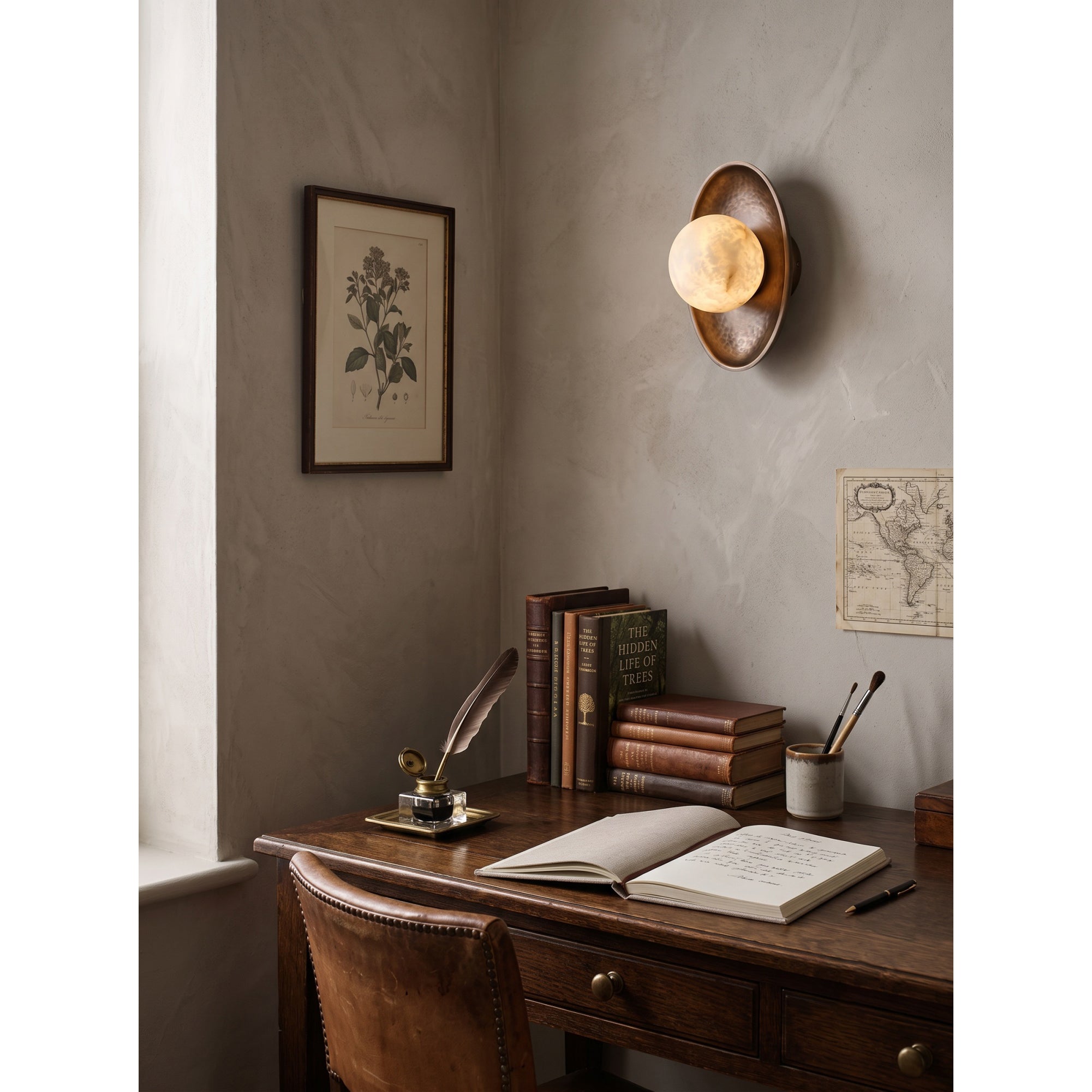 Aosta Disc Alabaster Wall Sconce