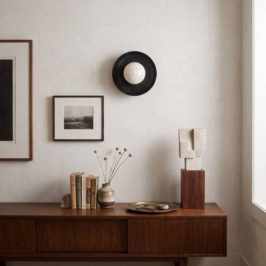 Aosta Disc Alabaster Wall Sconce