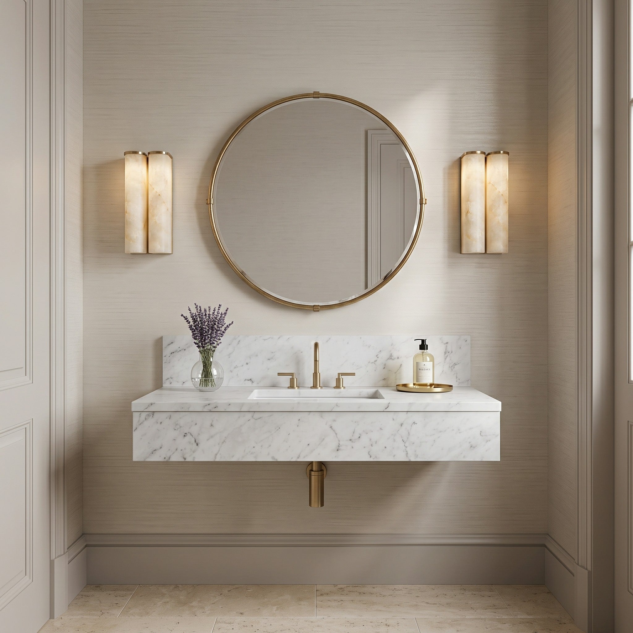 Arched Alabaster Tube Wall Sconce