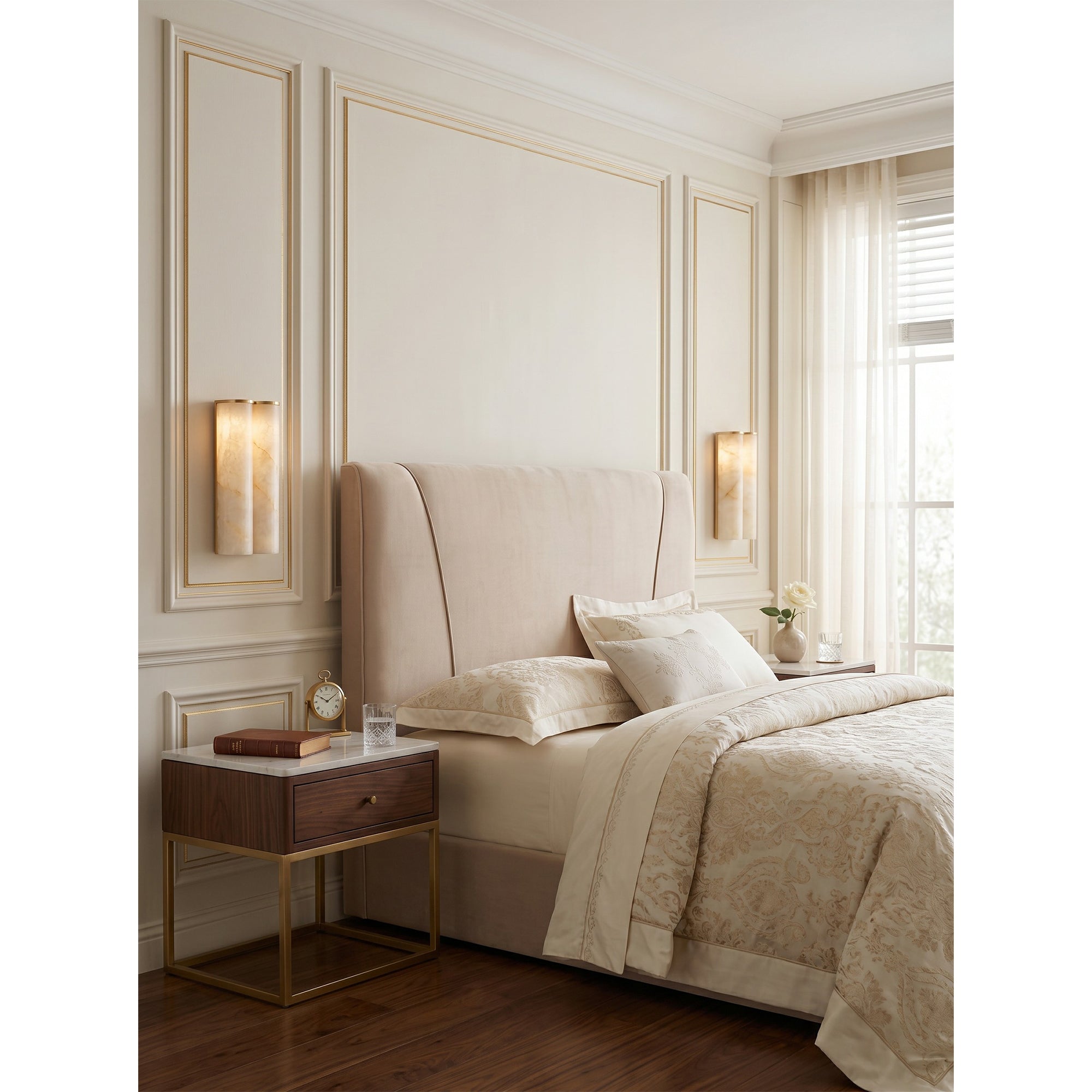 Arched Alabaster Tube Wall Sconce