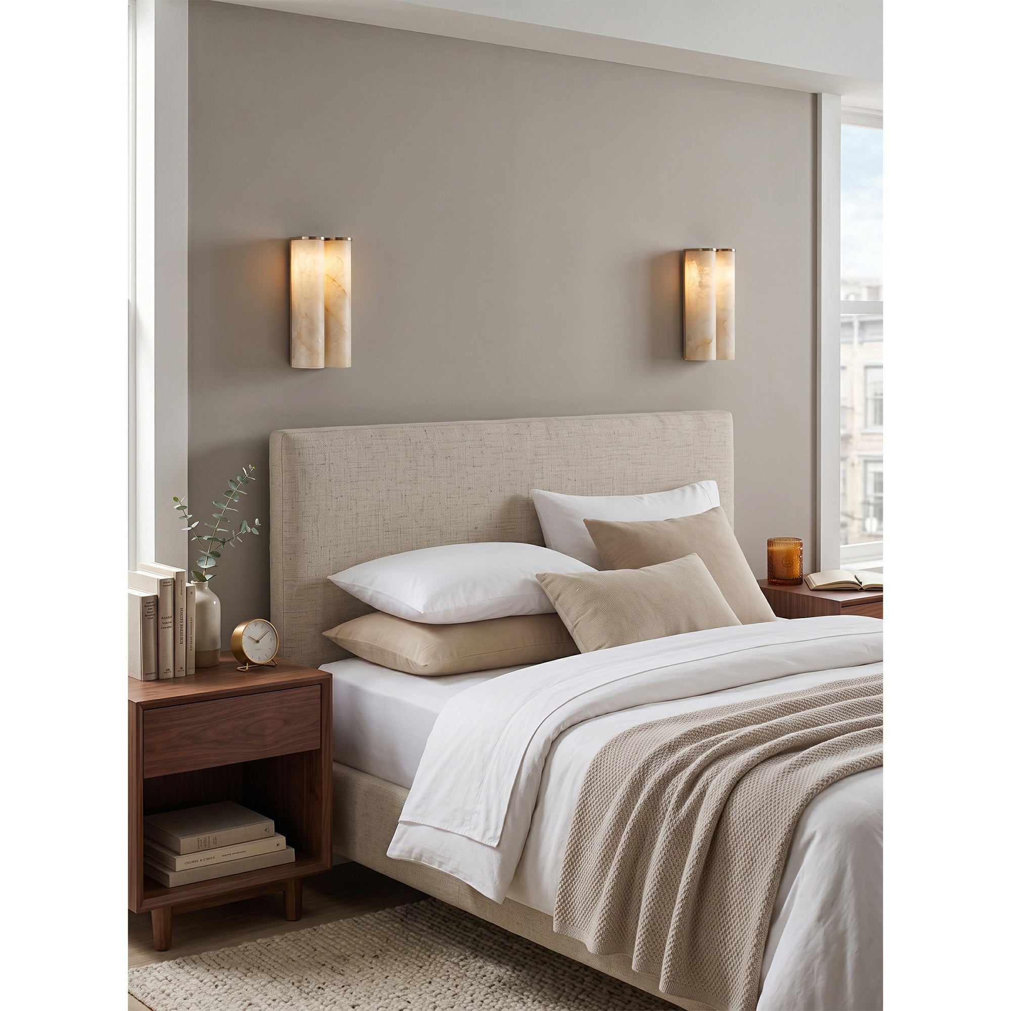 Arched Alabaster Tube Wall Sconce