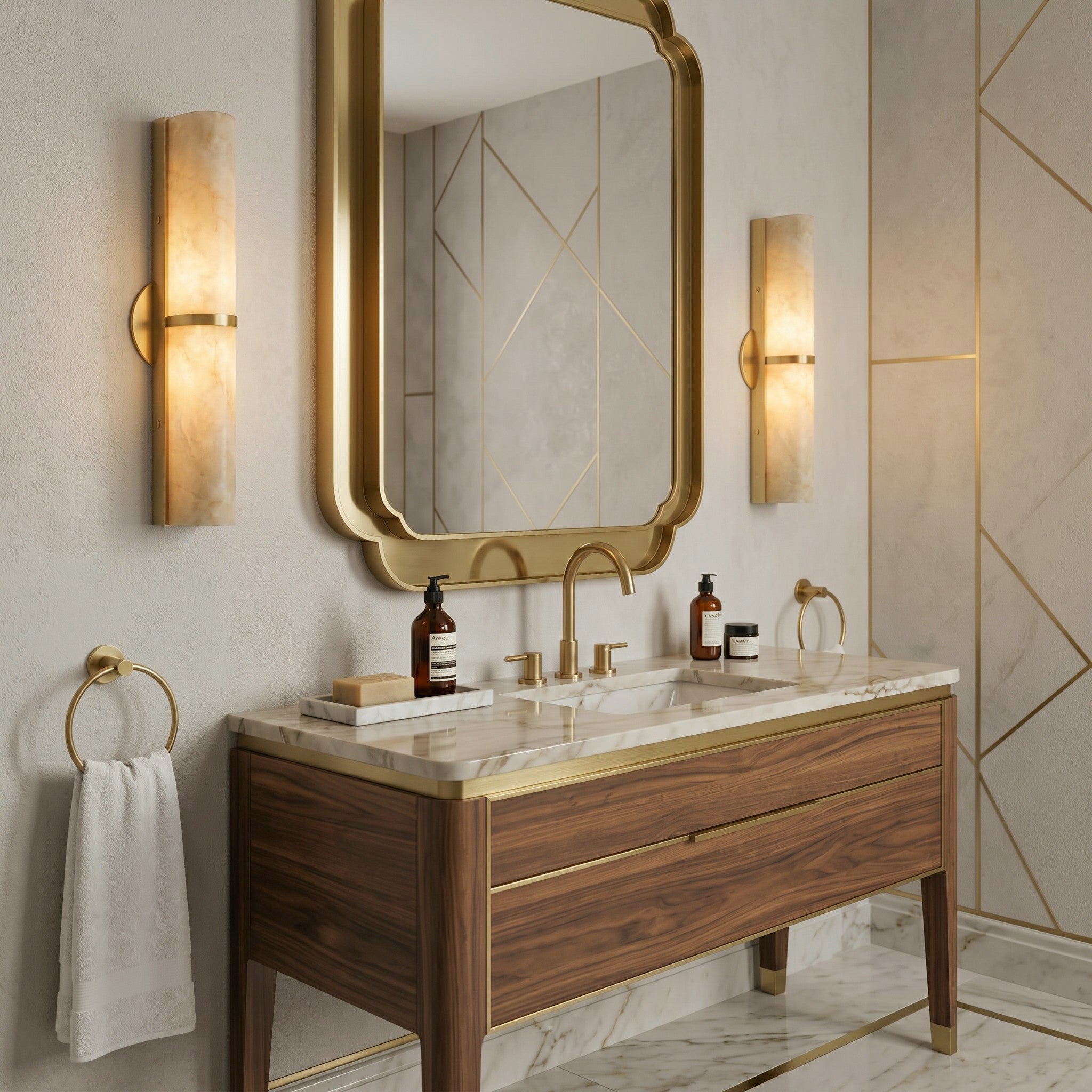 Arched Alabaster Tube Wall Sconce