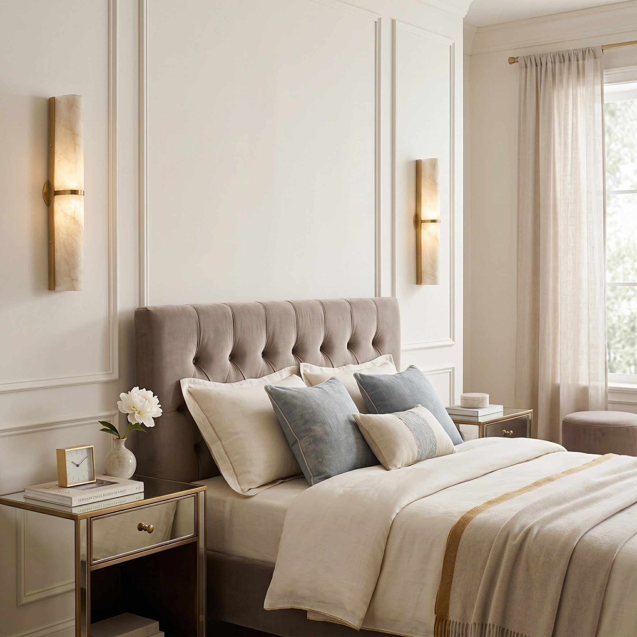 Arched Alabaster Tube Wall Sconce