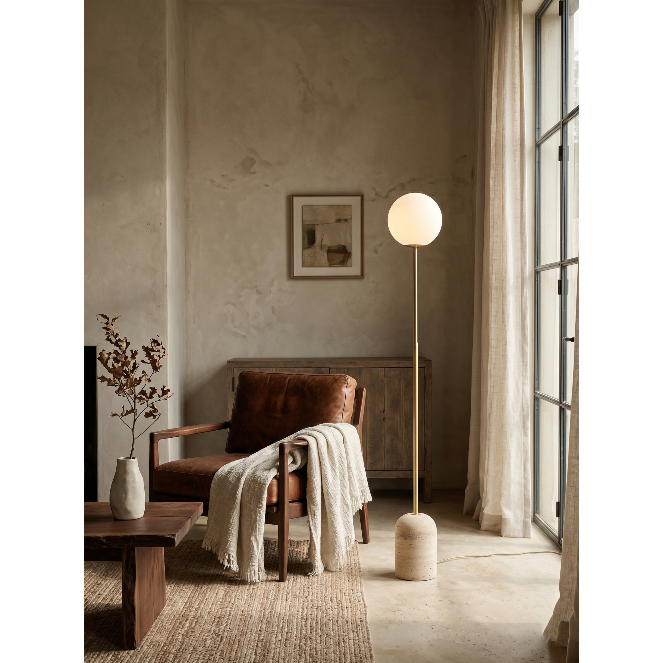 Aseneth Travertine Floor Lamp