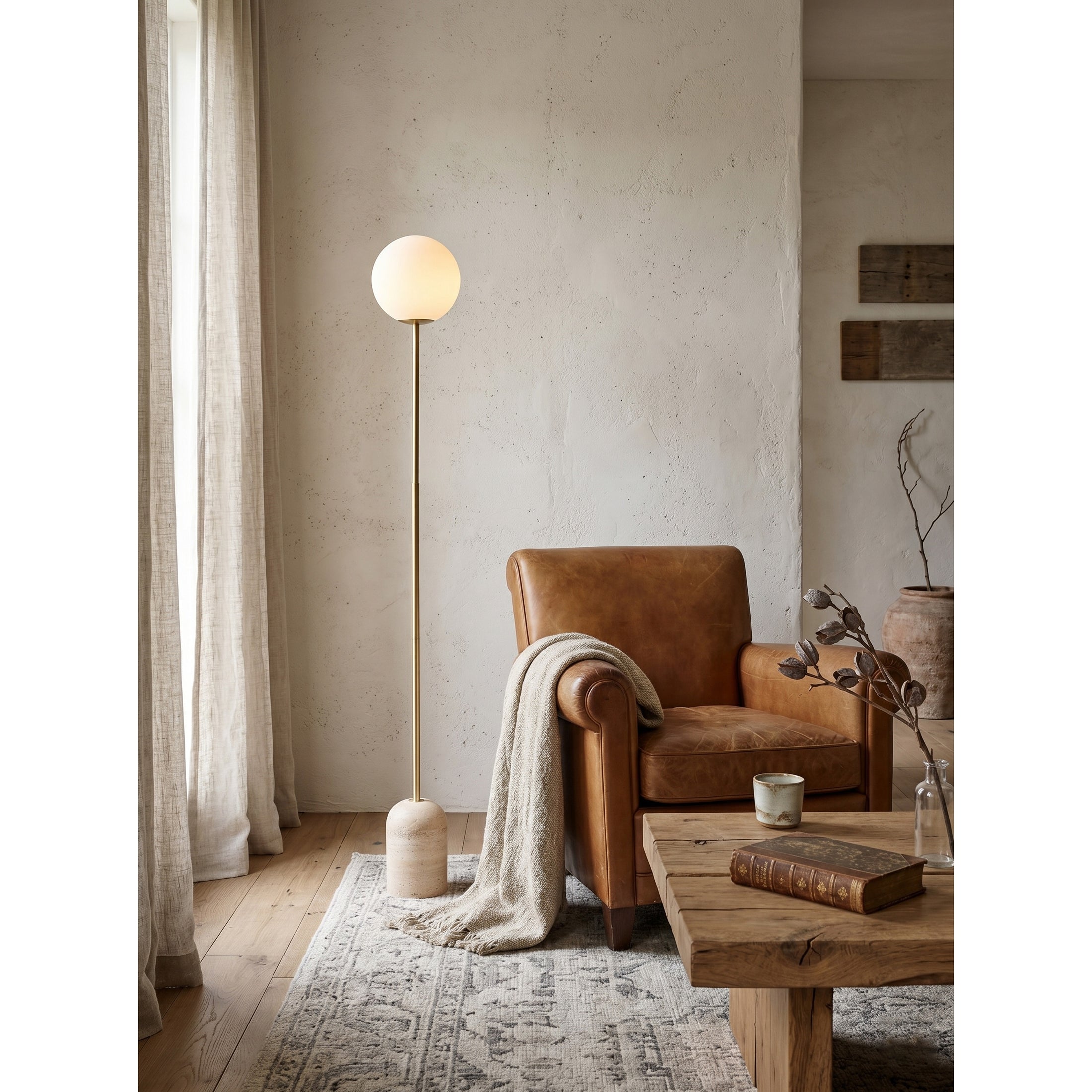 Aseneth Travertine Floor Lamp