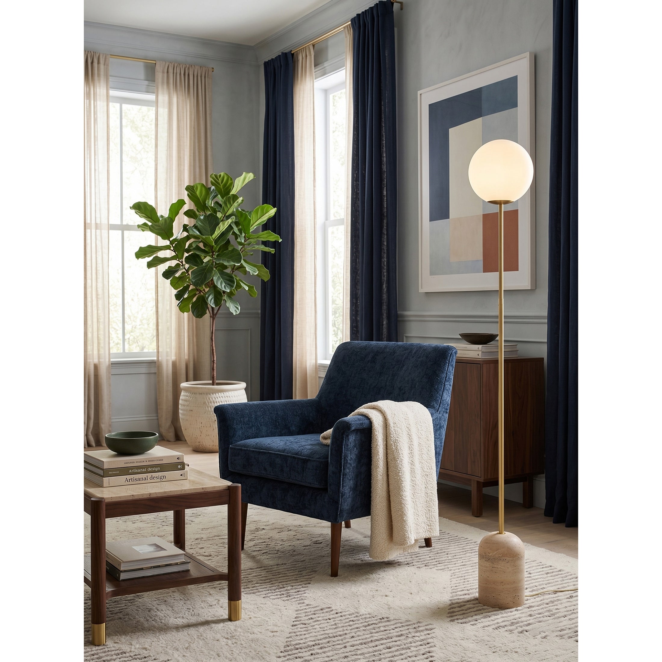 Aseneth Travertine Floor Lamp