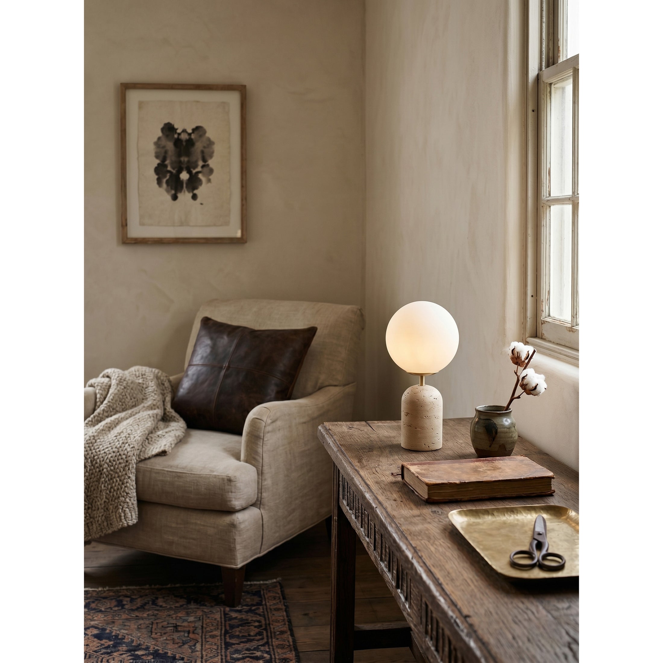 Aseneth Travertine Table Lamp