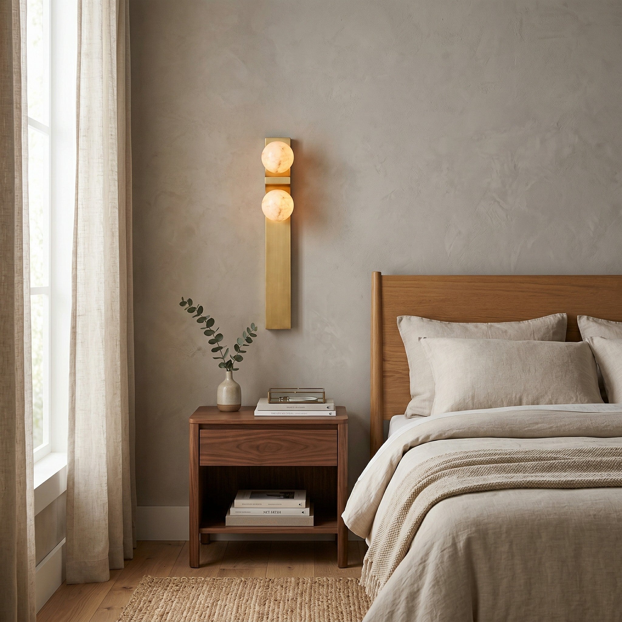 Asymmetrical Alabaster Wall Sconce