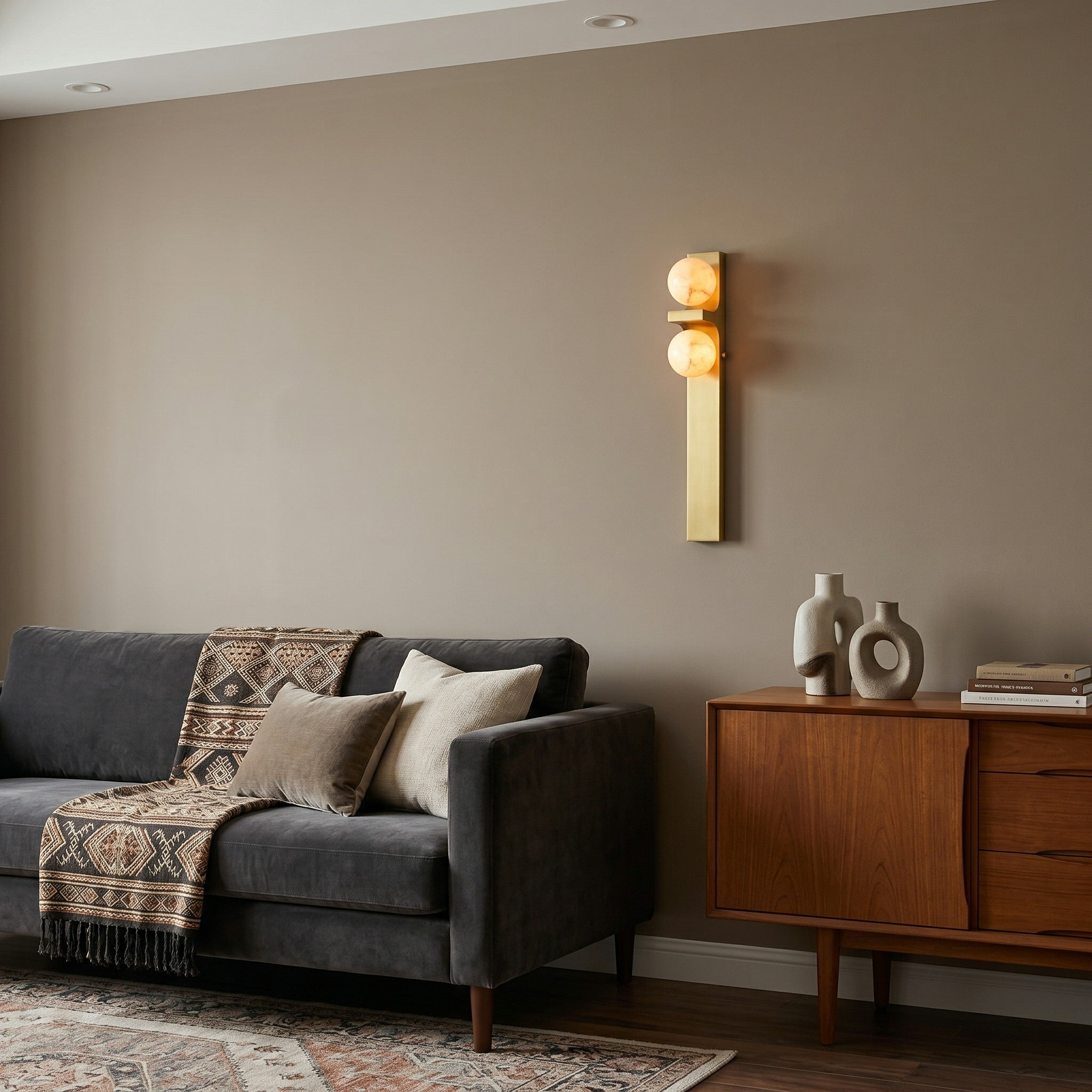 Asymmetrical Alabaster Wall Sconce