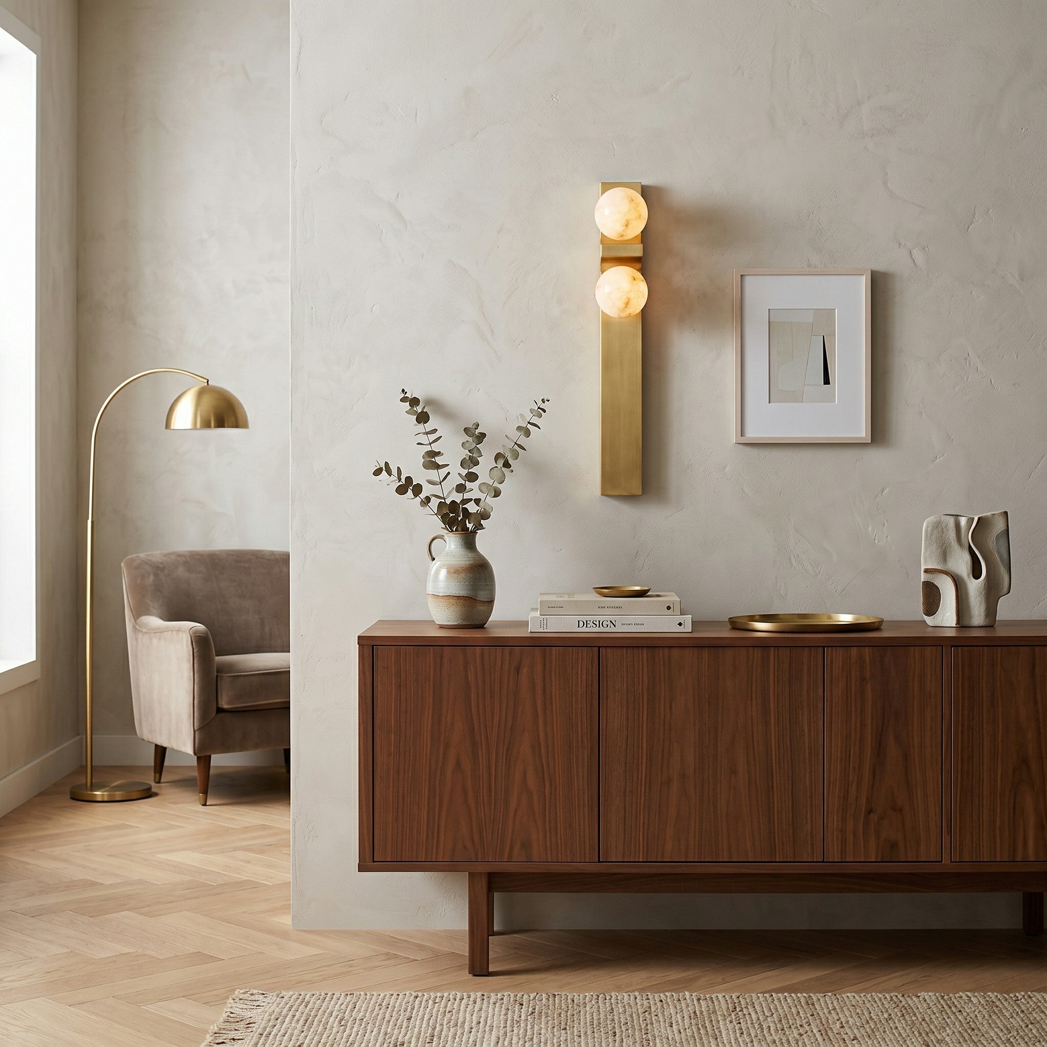Asymmetrical Alabaster Wall Sconce