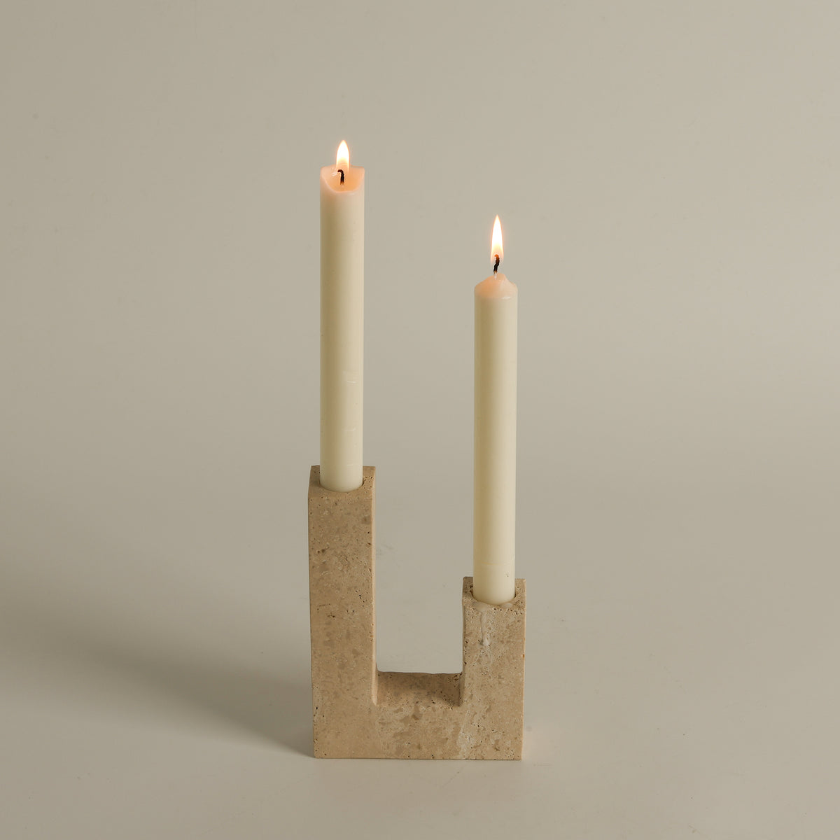 Asymmetrical Steps Travertine Candle Holder
