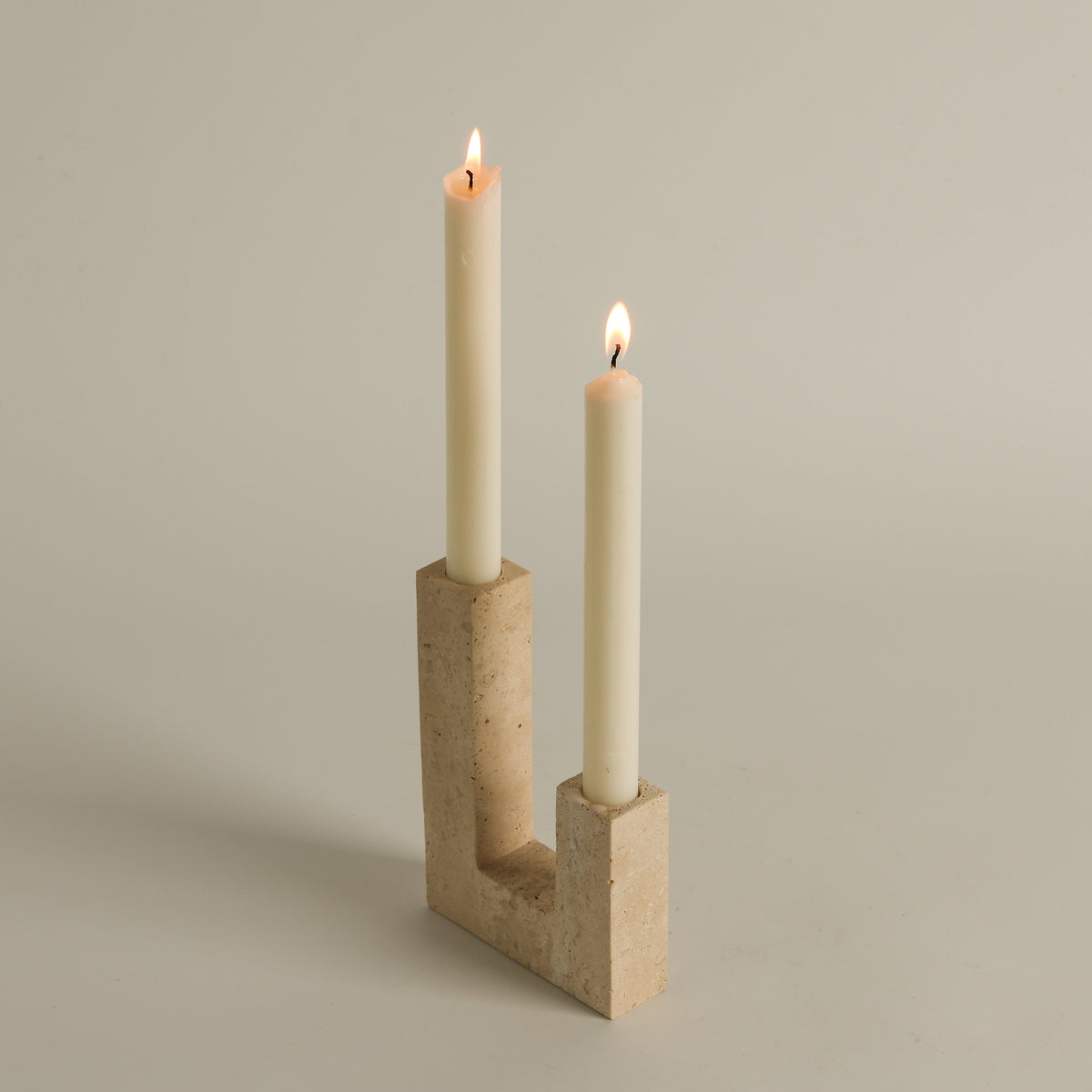 Asymmetrical Steps Travertine Candle Holder