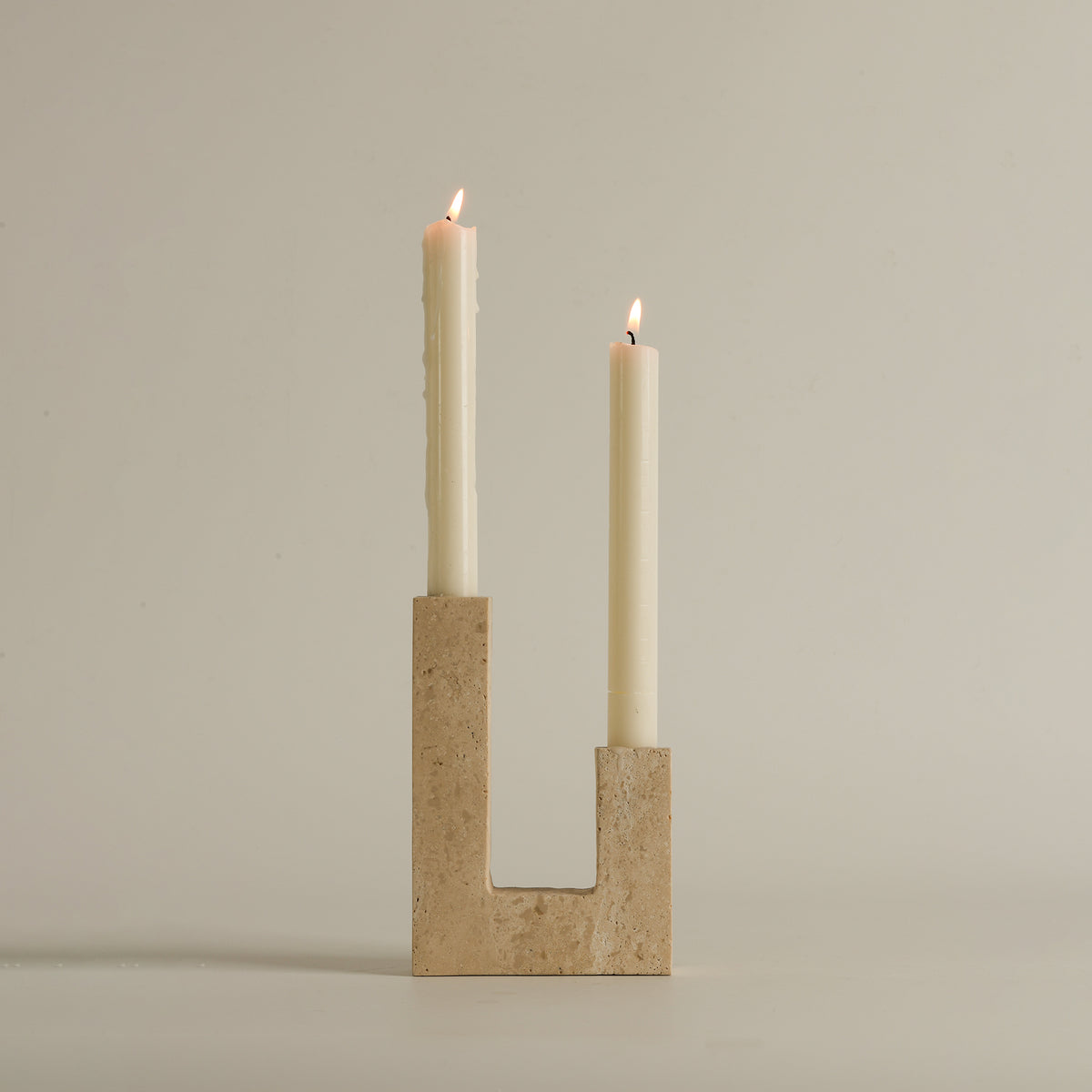 Asymmetrical Steps Travertine Candle Holder