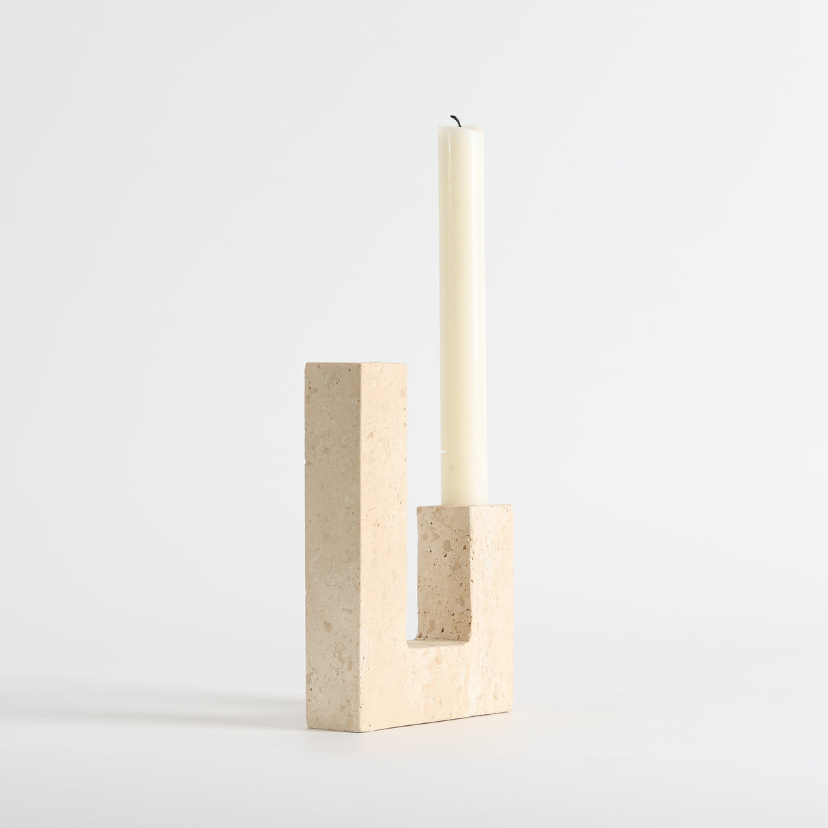 Asymmetrical Steps Travertine Candle Holder