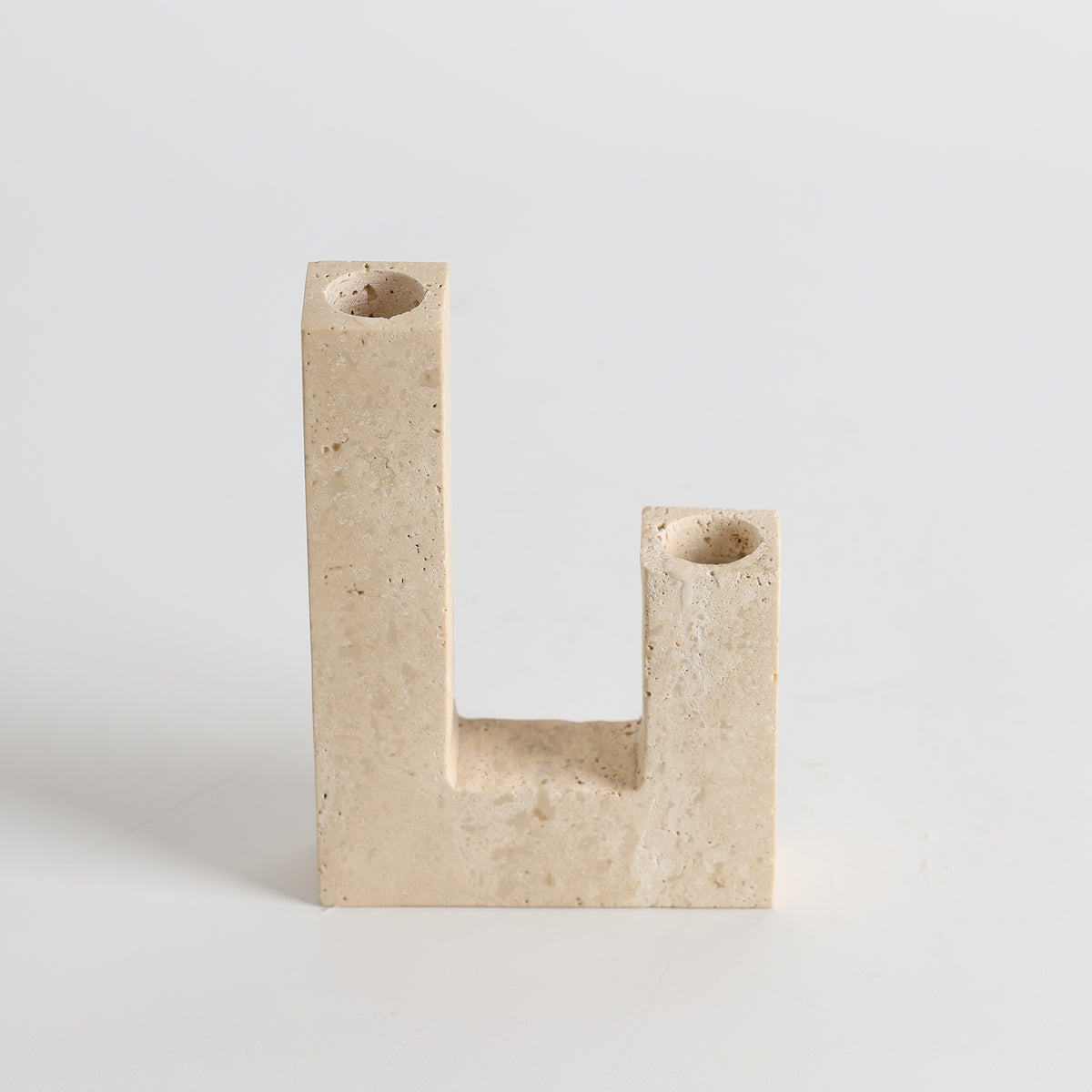 Asymmetrical Steps Travertine Candle Holder