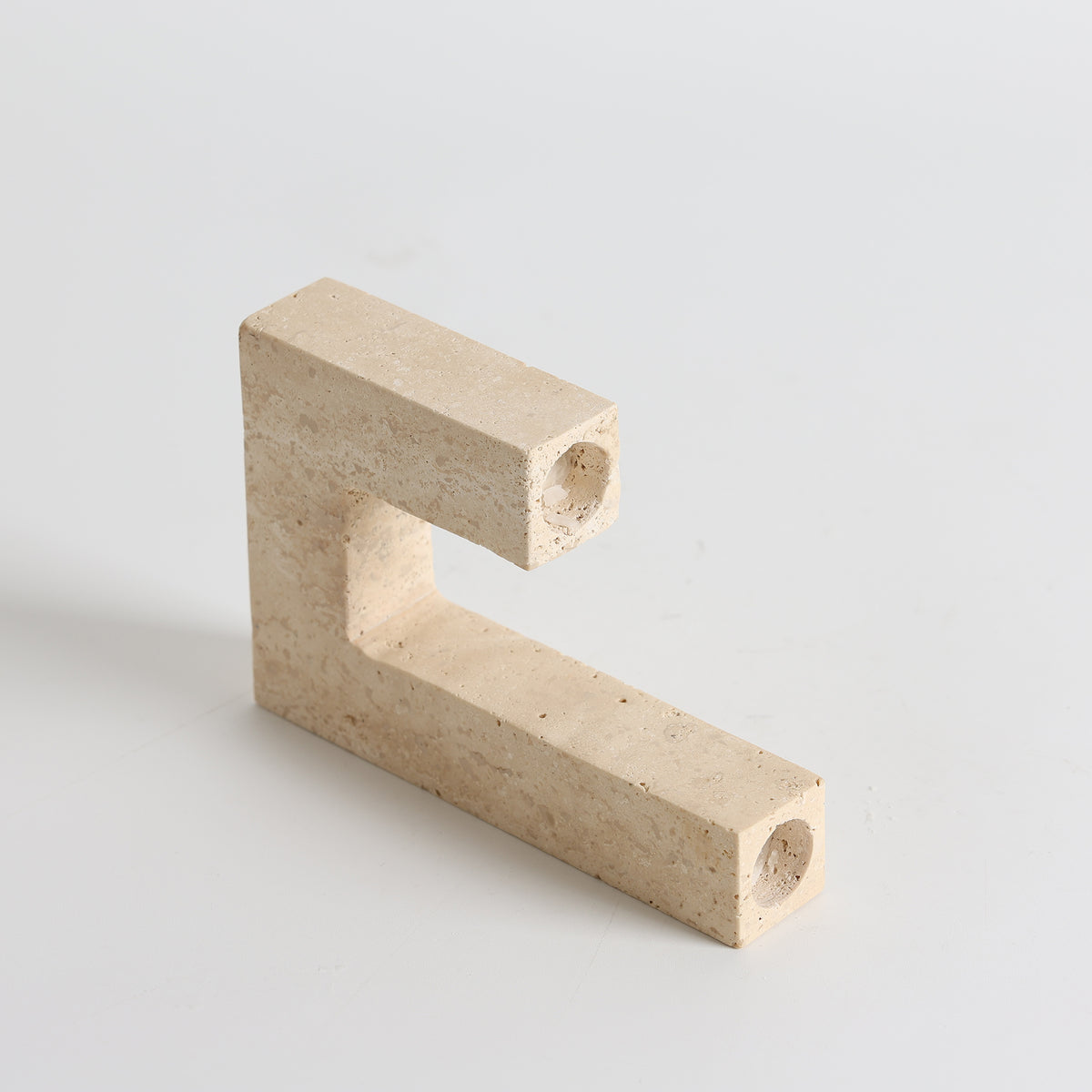 Asymmetrical Steps Travertine Candle Holder