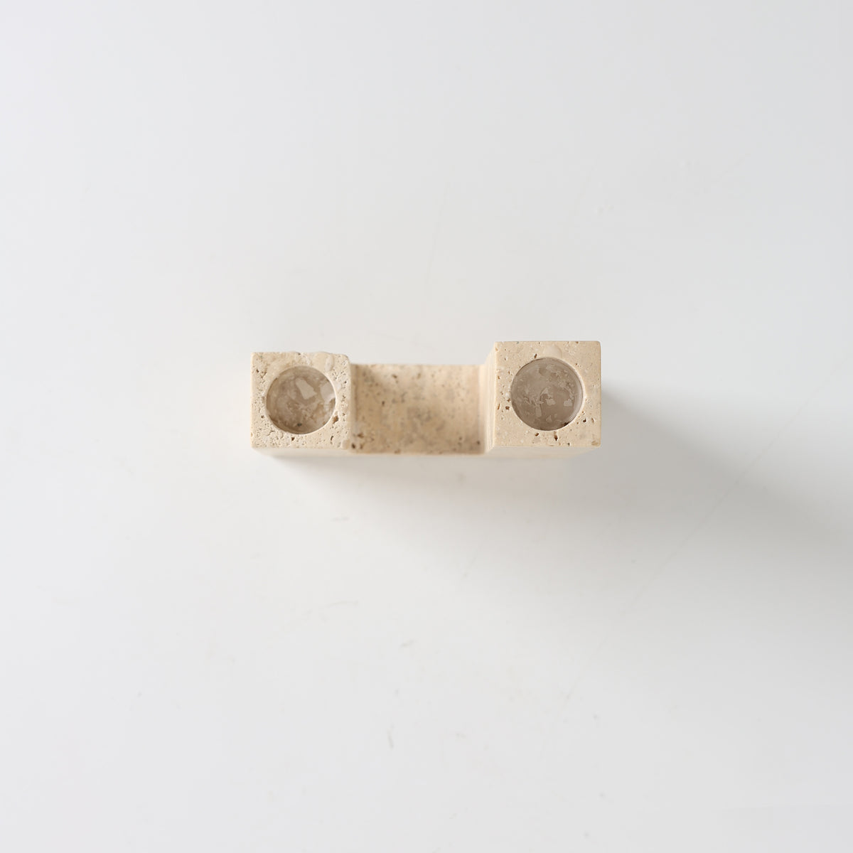 Asymmetrical Steps Travertine Candle Holder
