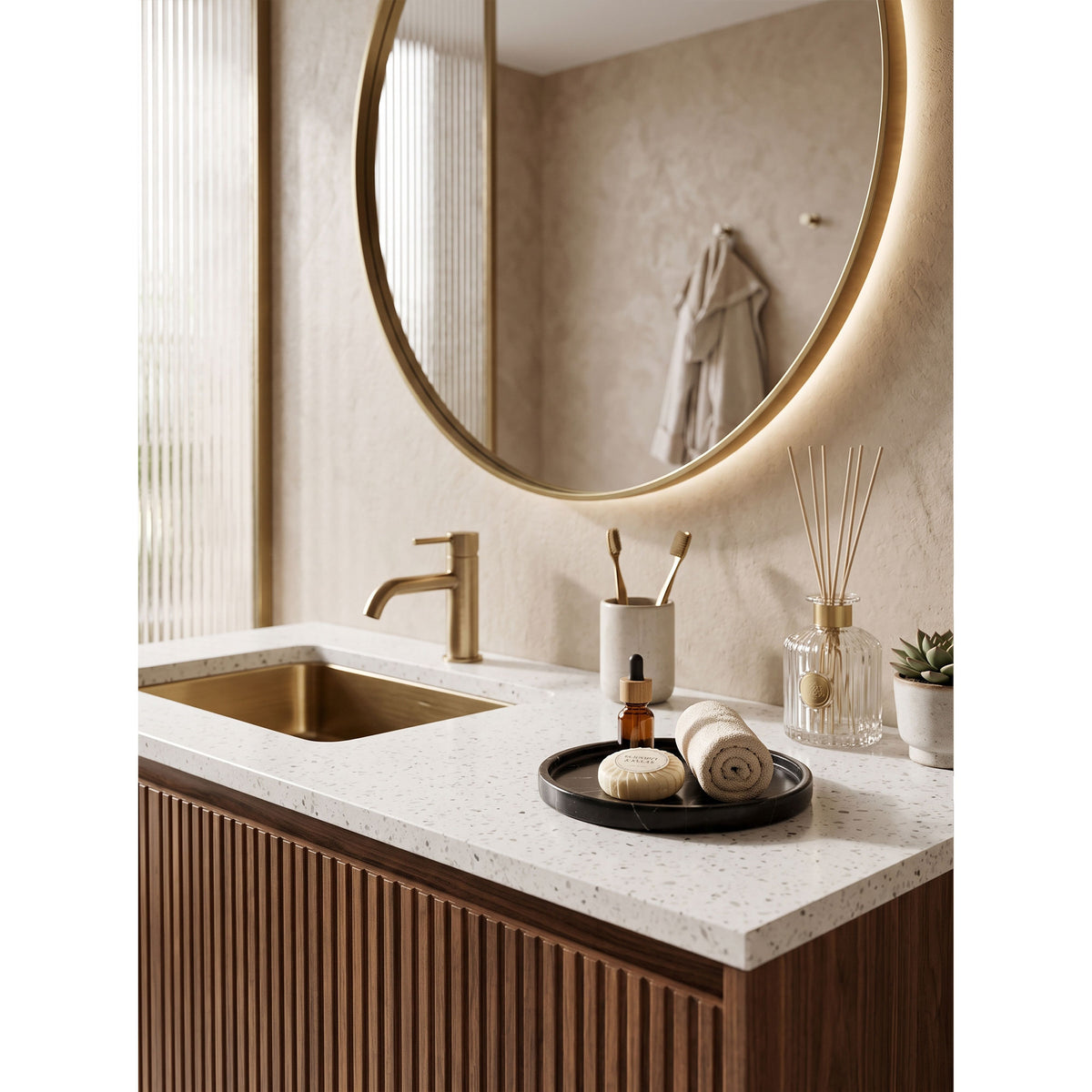 Atoll Stone Round Tray