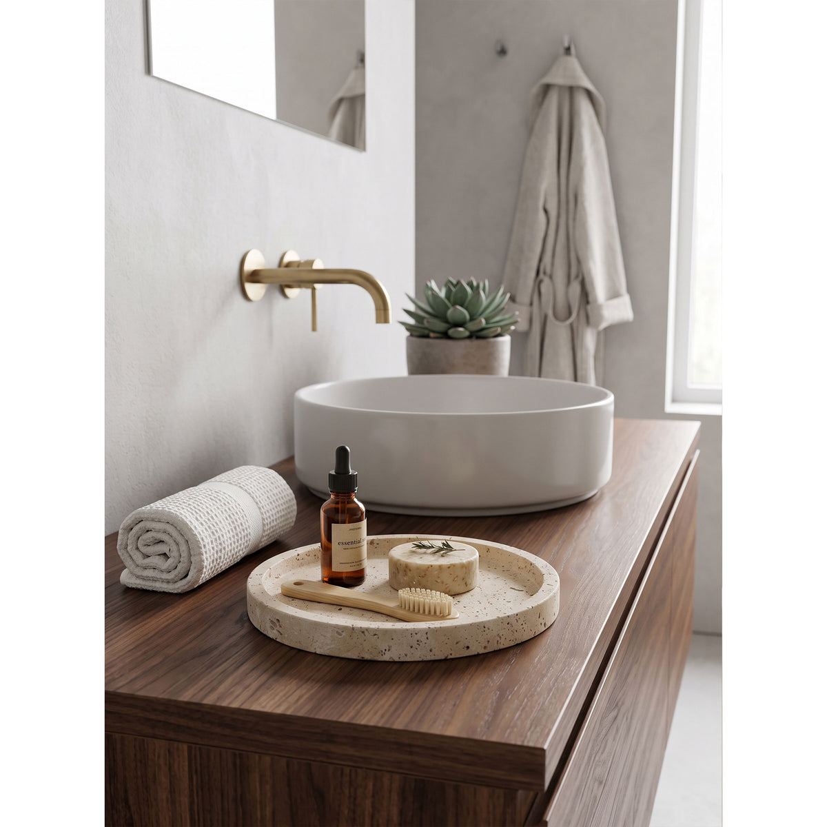 Atoll Stone Round Tray