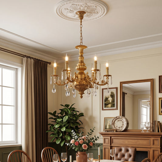 Lampadario Aurelia in ottone invecchiato