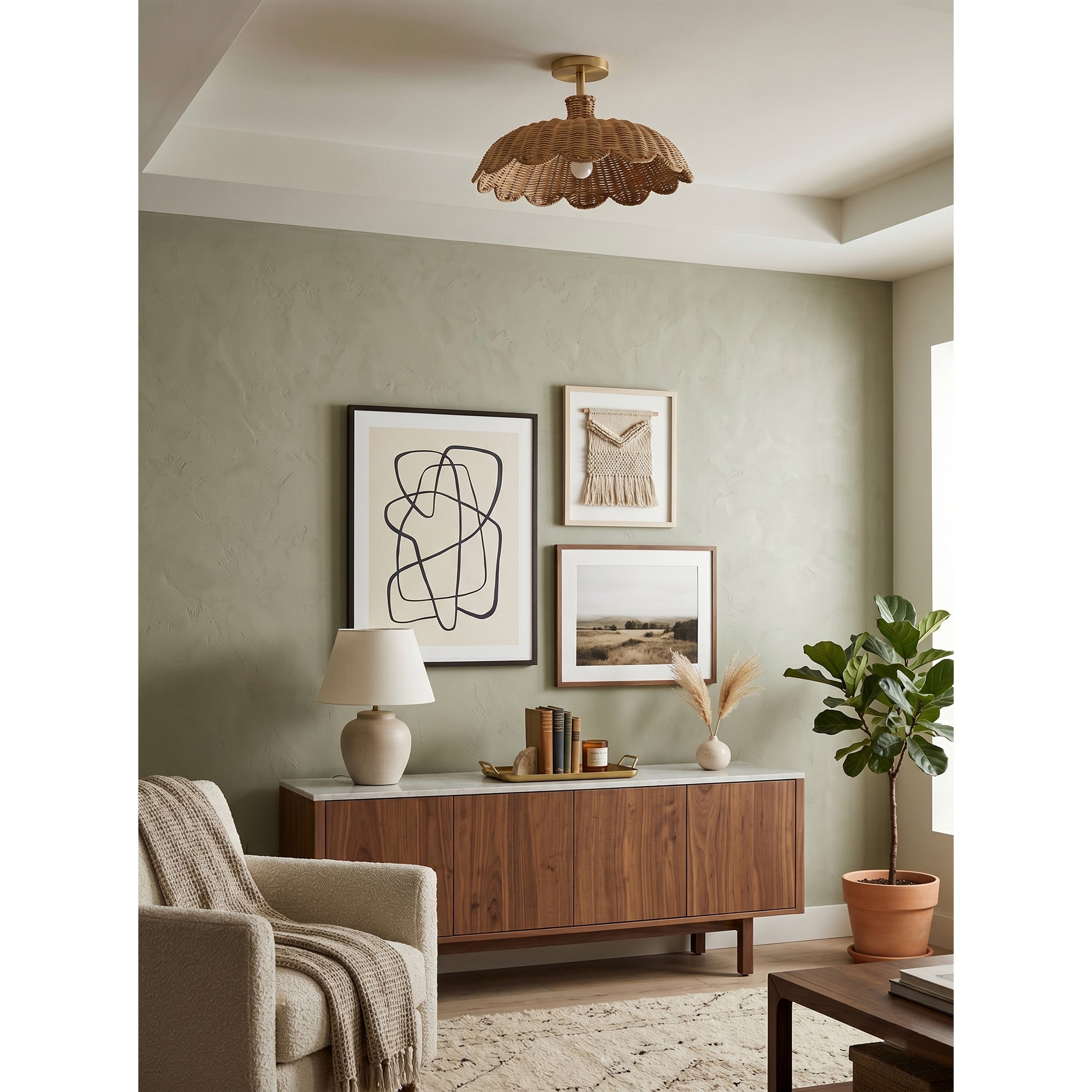 Aurelia Rattan Flush Mount
