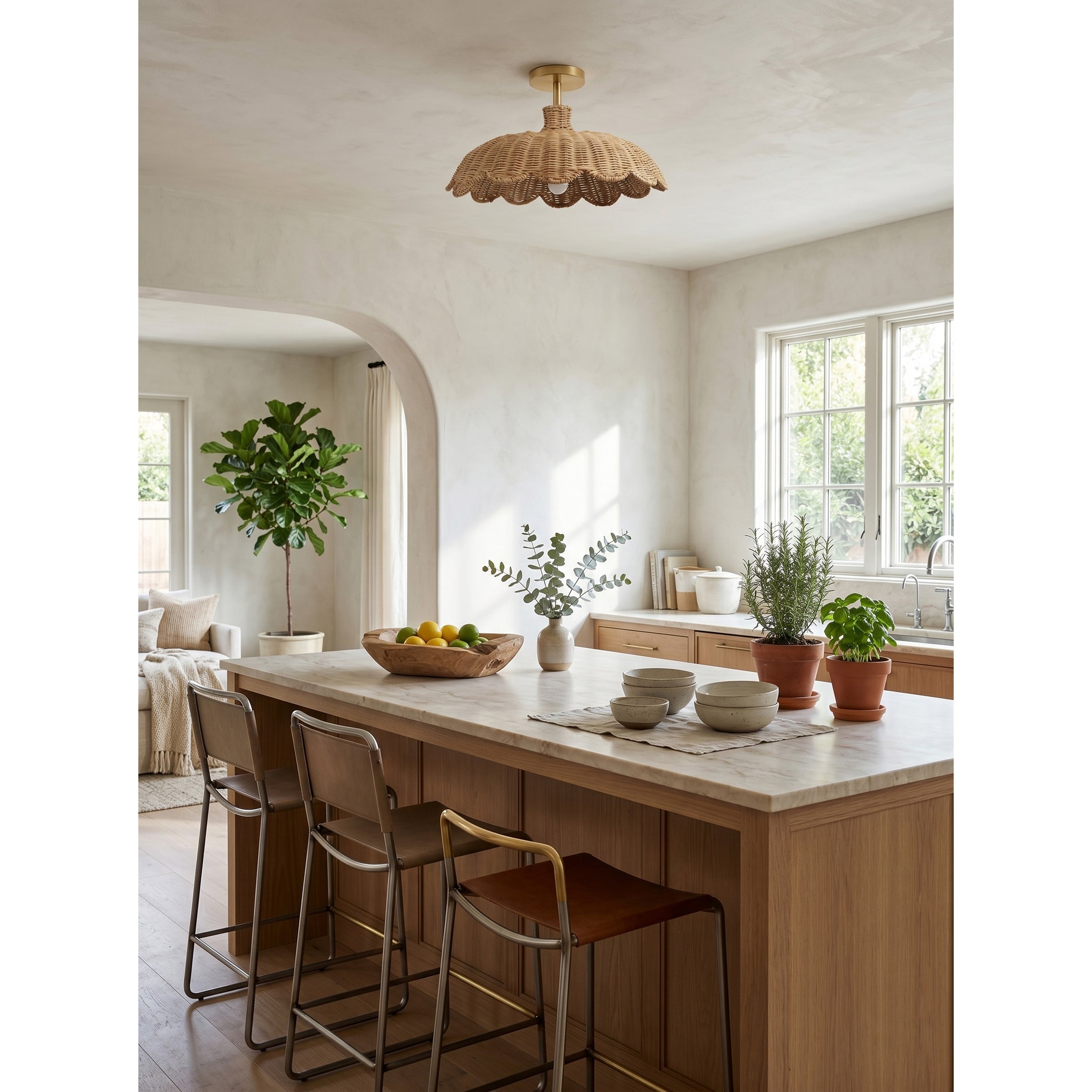 Aurelia Rattan Flush Mount