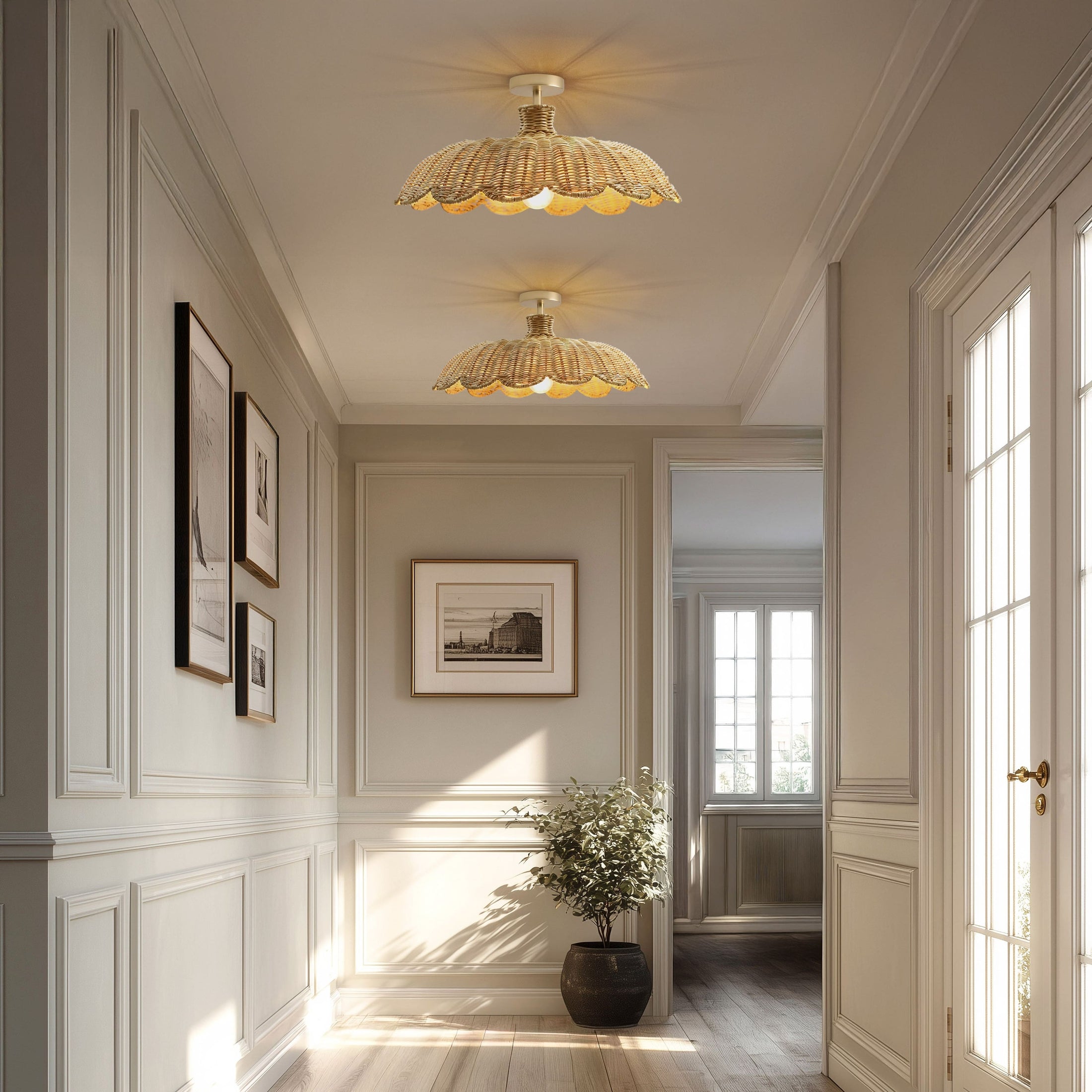 Aurelia Rattan Flush Mount