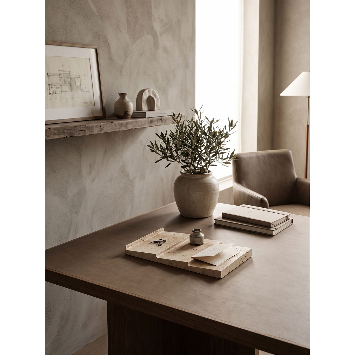 Badlands Travertine Tiered Catchall Tray