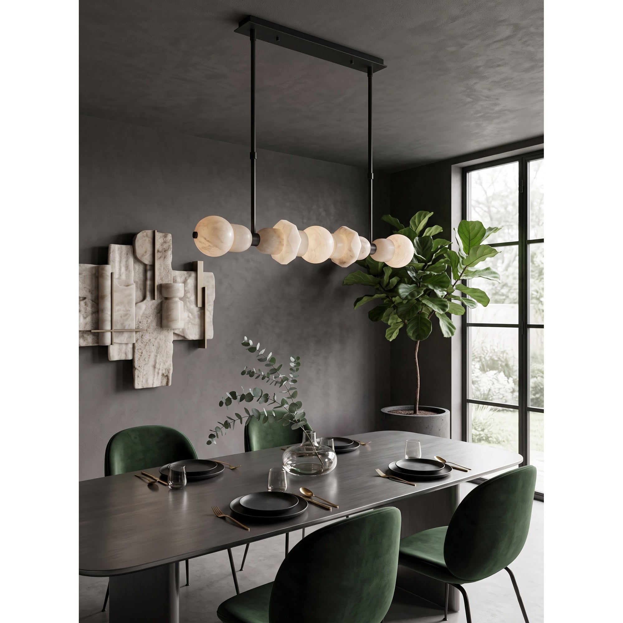 Belmont Brass Alabaster Linear Chandelier