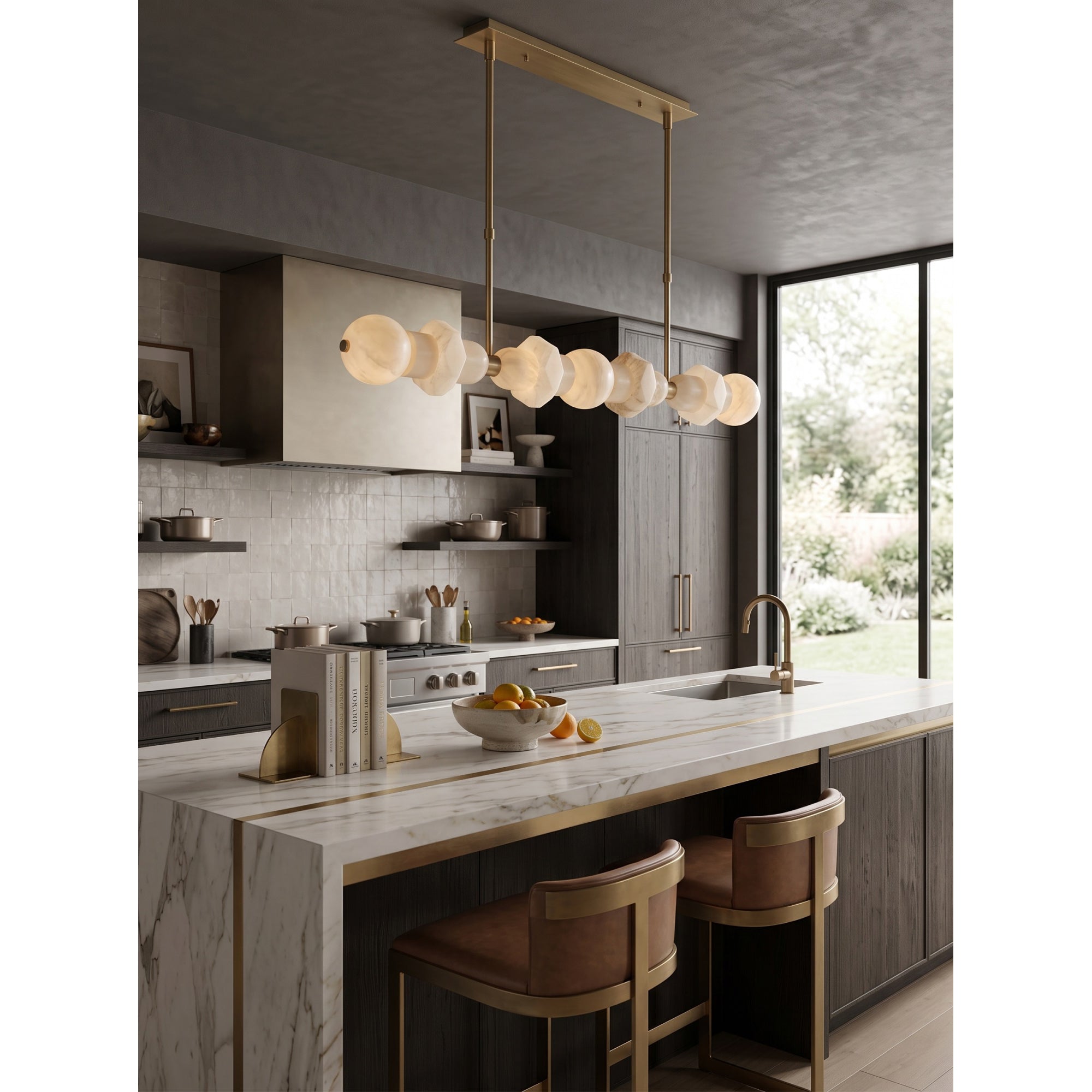 Belmont Brass Alabaster Linear Chandelier