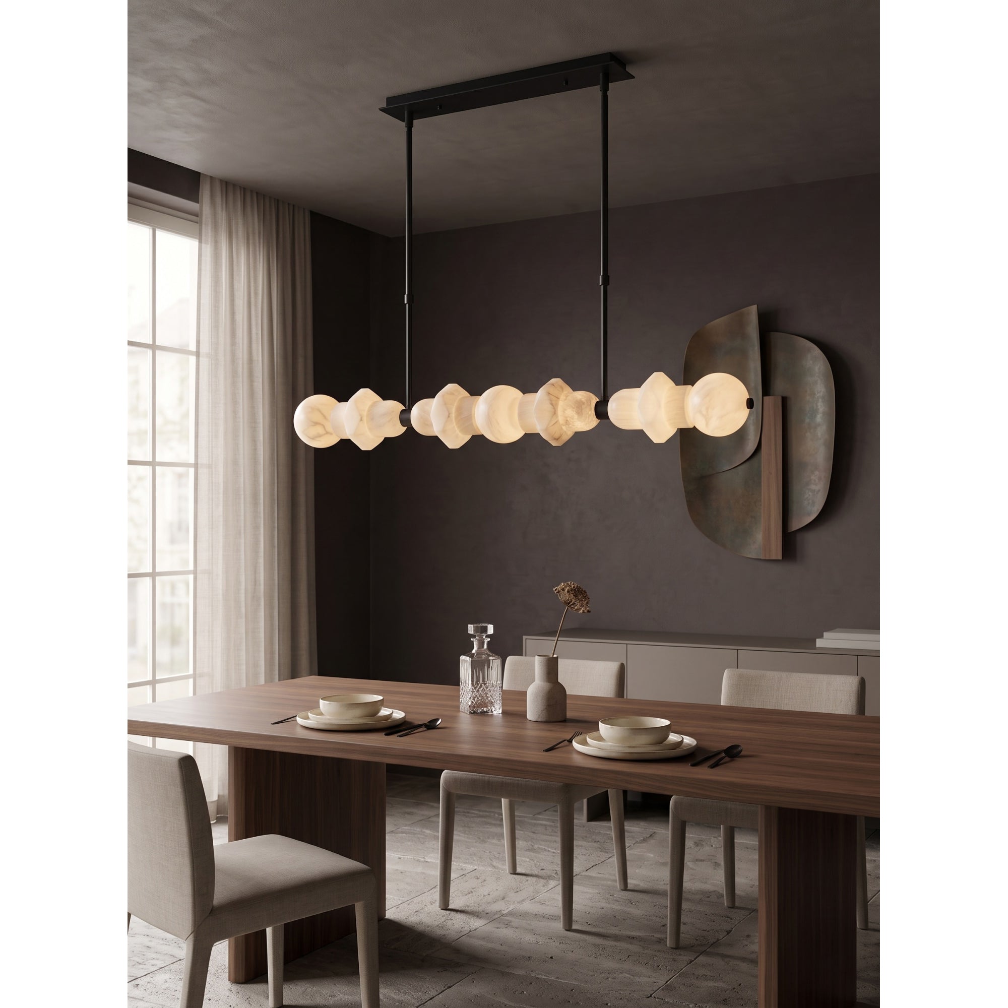 Belmont Brass Alabaster Linear Chandelier