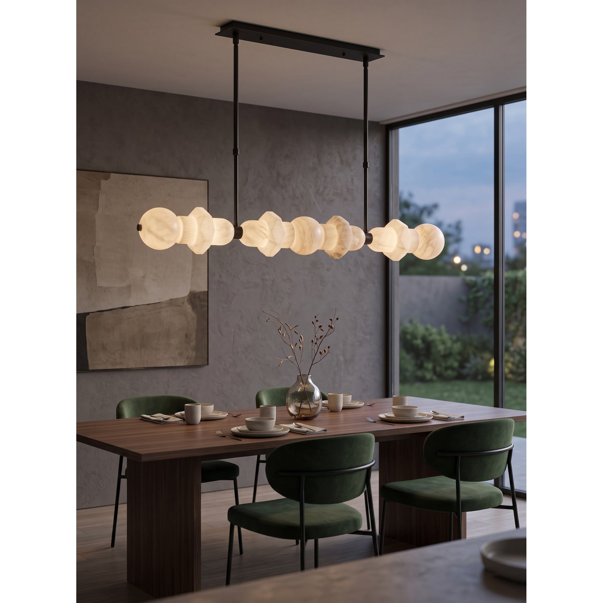 Belmont Brass Alabaster Linear Chandelier