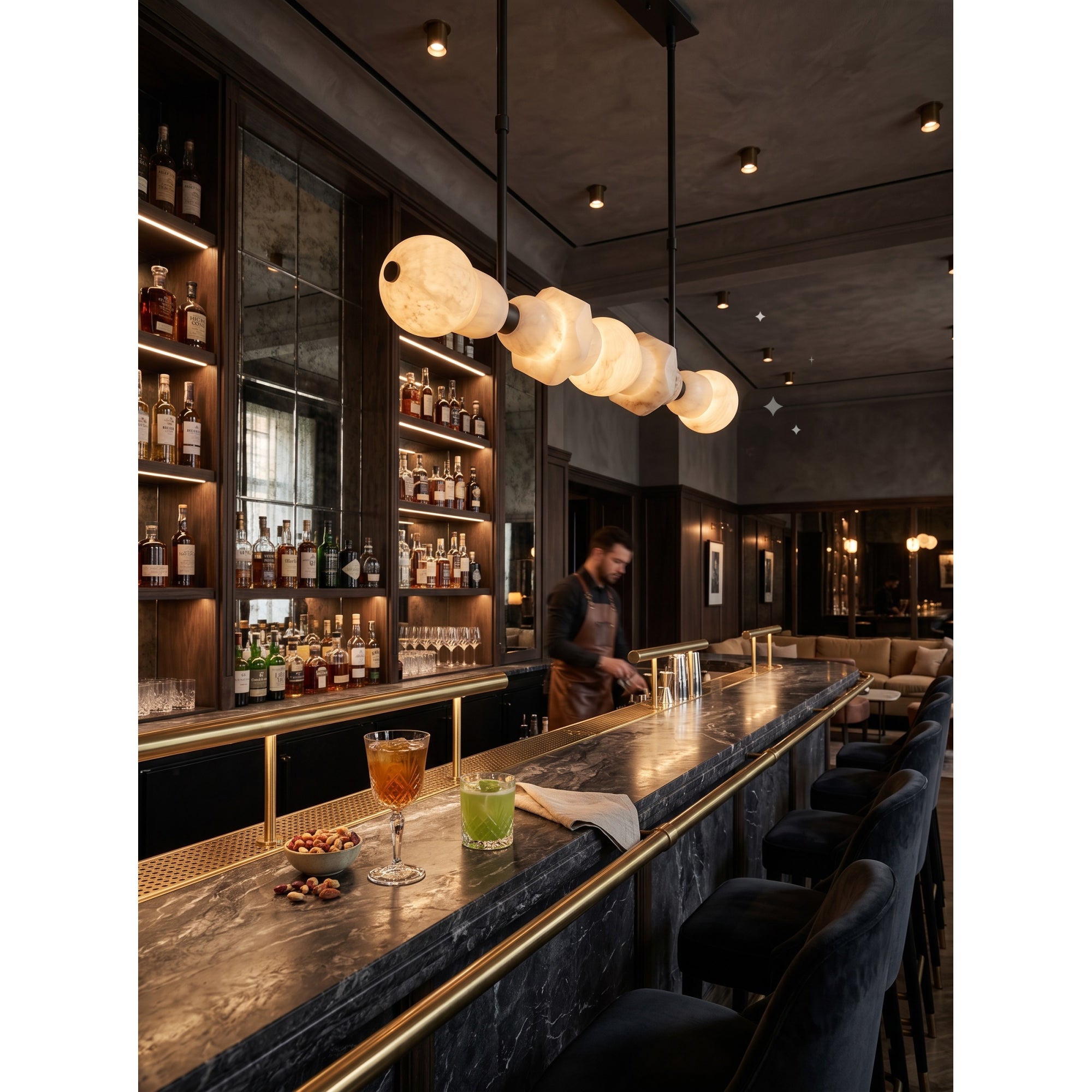 Belmont Brass Alabaster Linear Chandelier