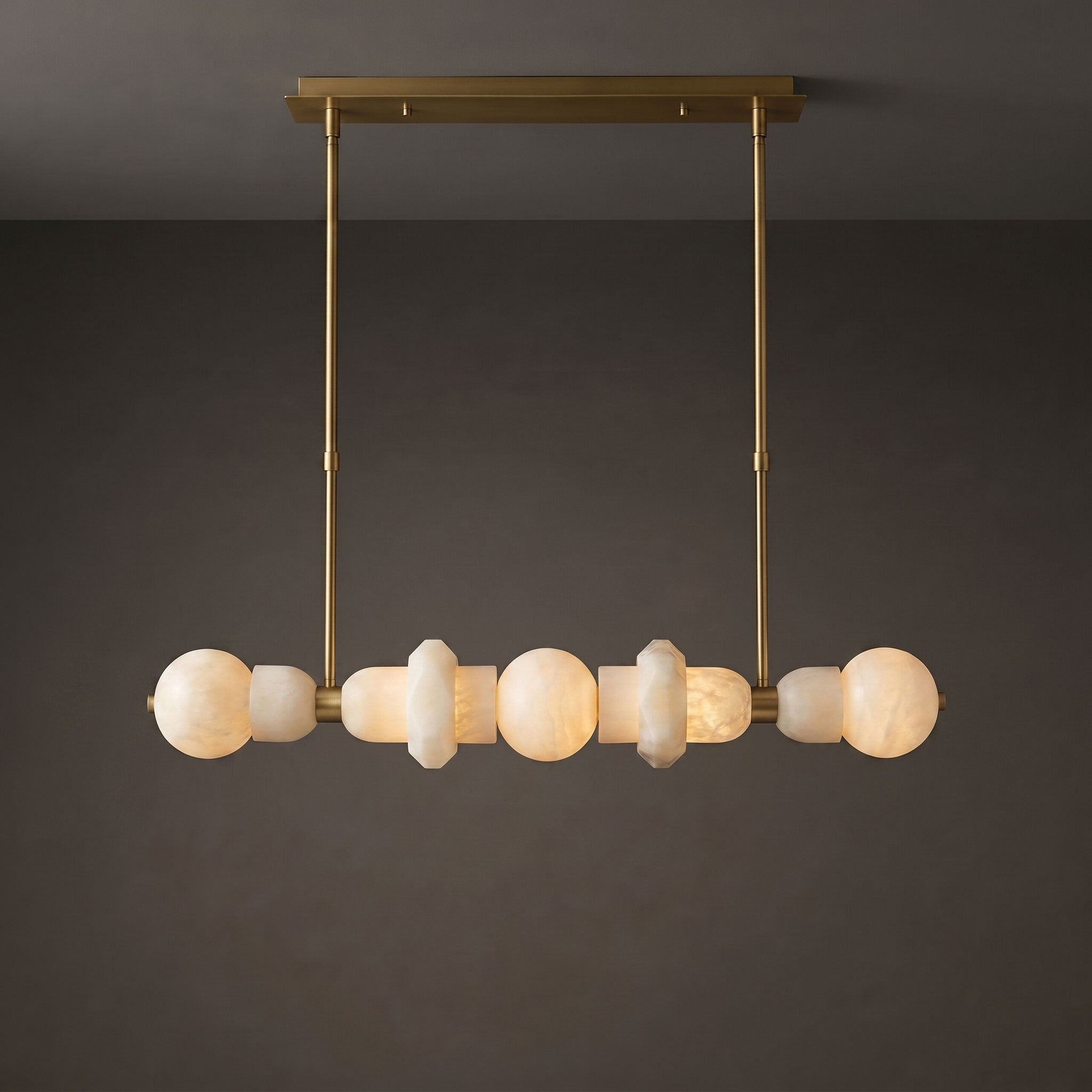 Belmont Brass Alabaster Linear Chandelier
