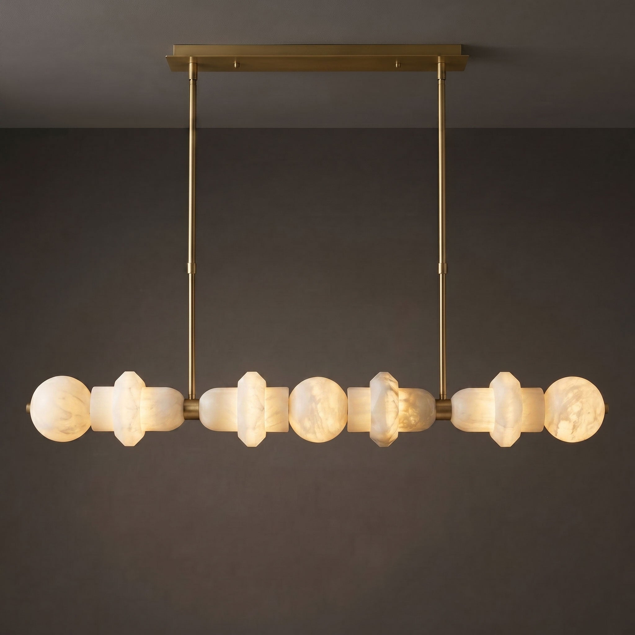 Belmont Brass Alabaster Linear Chandelier