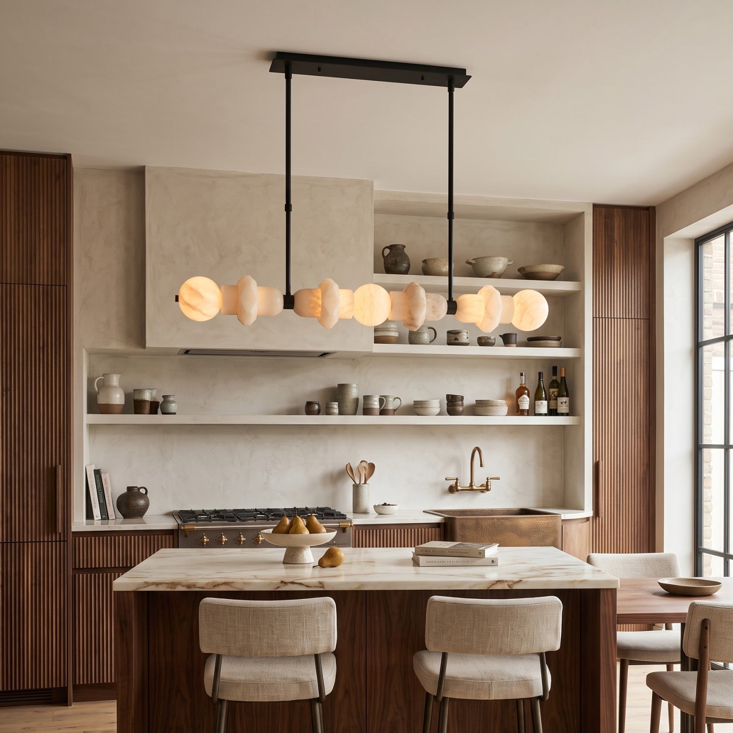 Belmont Brass Alabaster Linear Chandelier