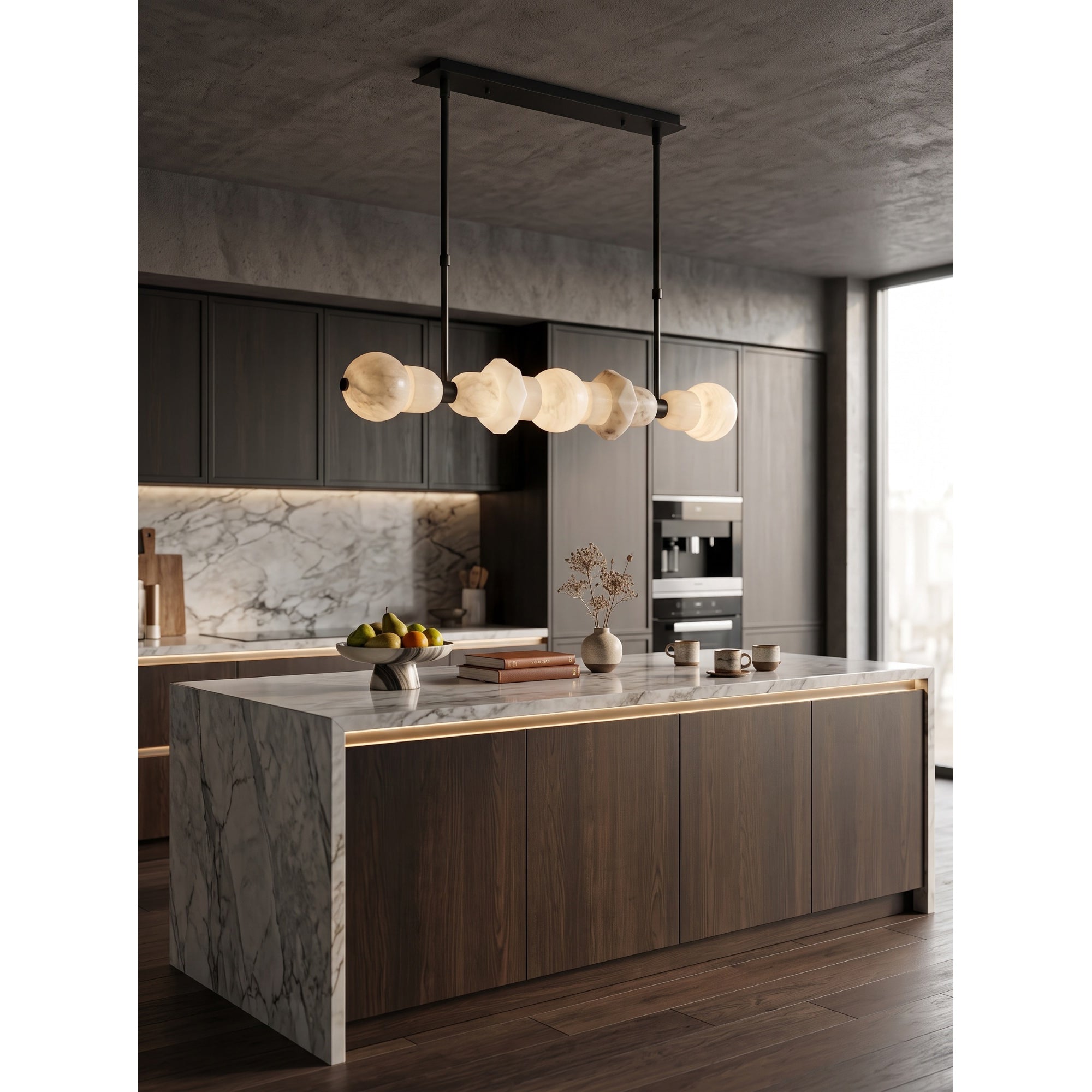 Belmont Brass Alabaster Linear Chandelier