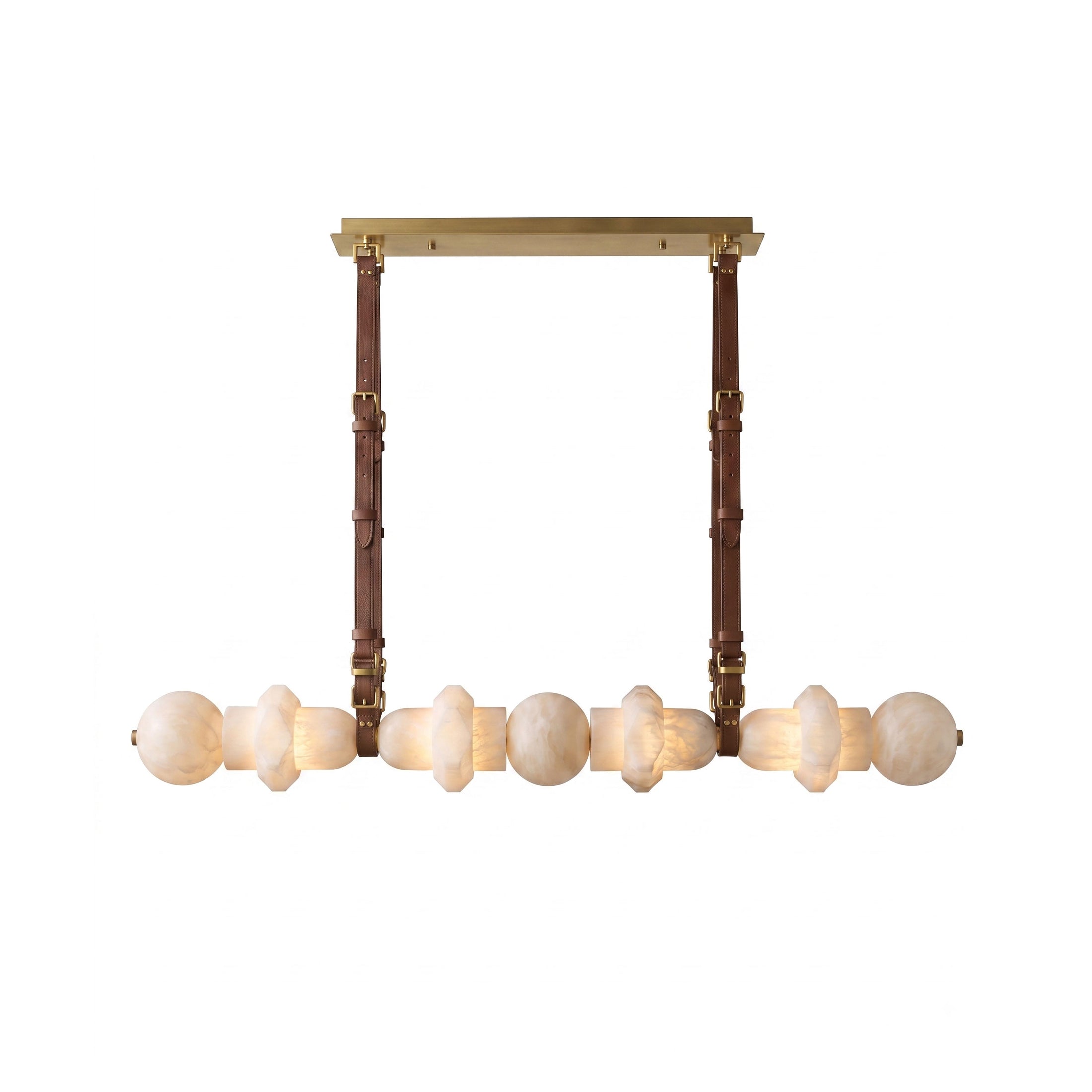 Belmont Leather Alabaster Linear Chandelier