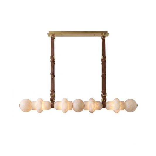 Belmont Leather Alabaster Linear Chandelier