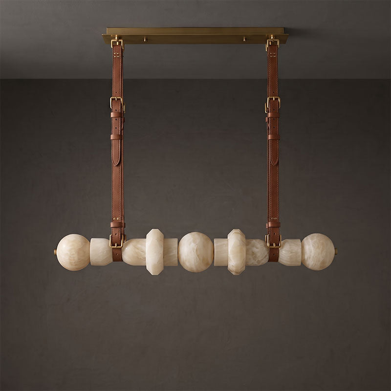 Belmont Leather Alabaster Linear Chandelier