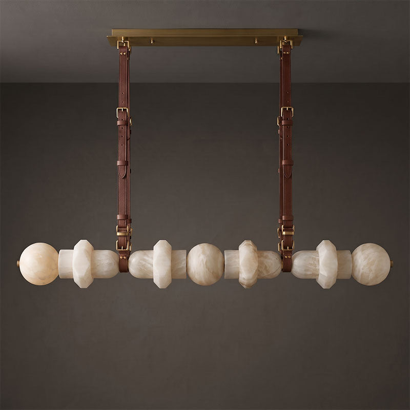Belmont Leather Alabaster Linear Chandelier