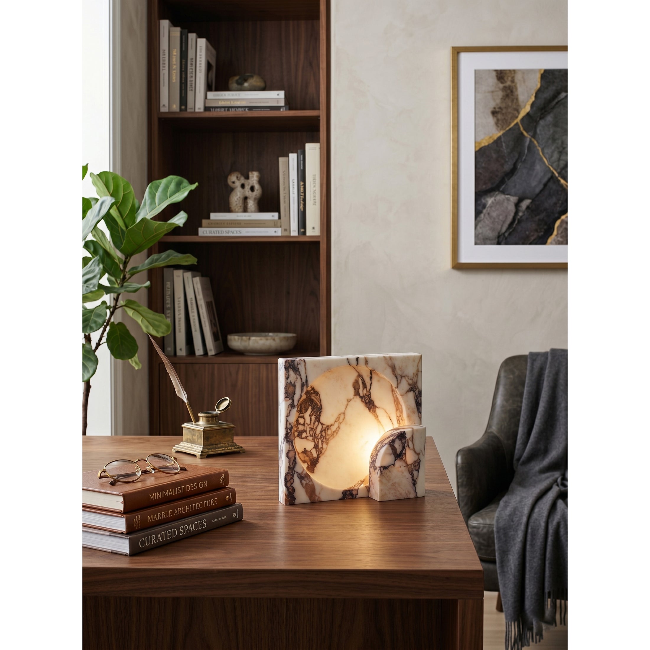 Block Piece Marble Table Lamp
