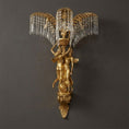 Bild in Galerie-Betrachter laden, Brass Palm Leaf Crystal Wall Sconce

