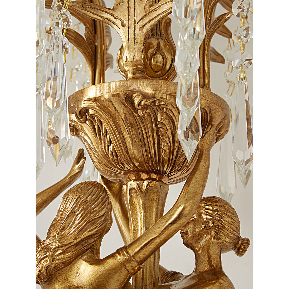 Brass Palm Leaf Crystal Wall Sconce