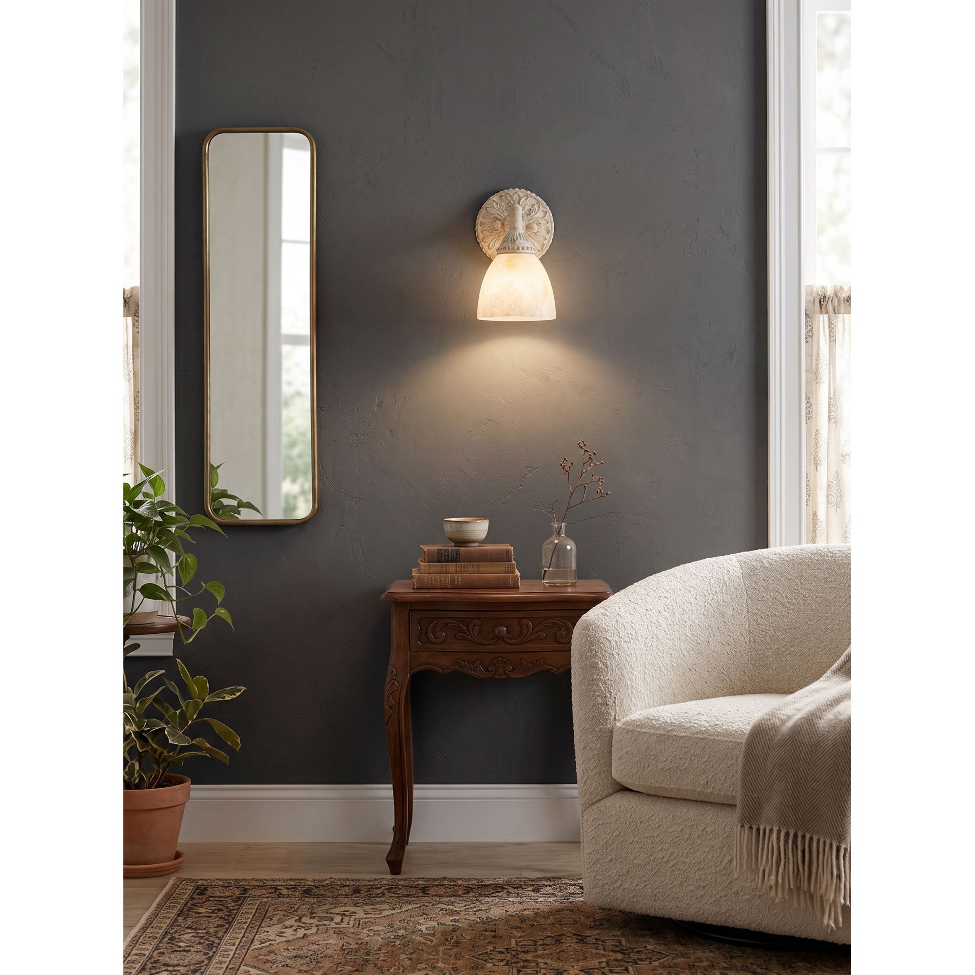 Brooks Vanity Alabaster Wall Sconce
