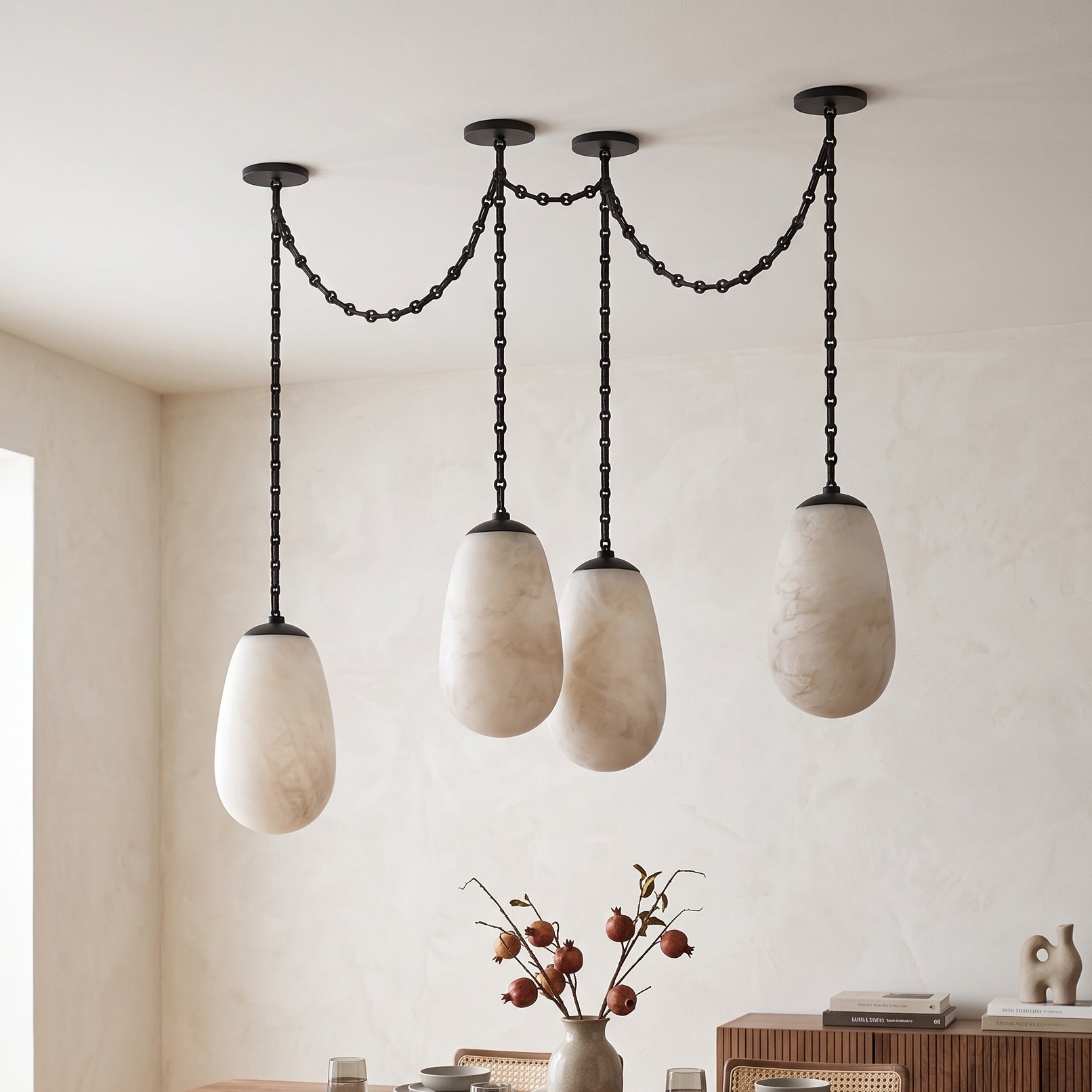 Bruckner Chain Alabaster Chandelier